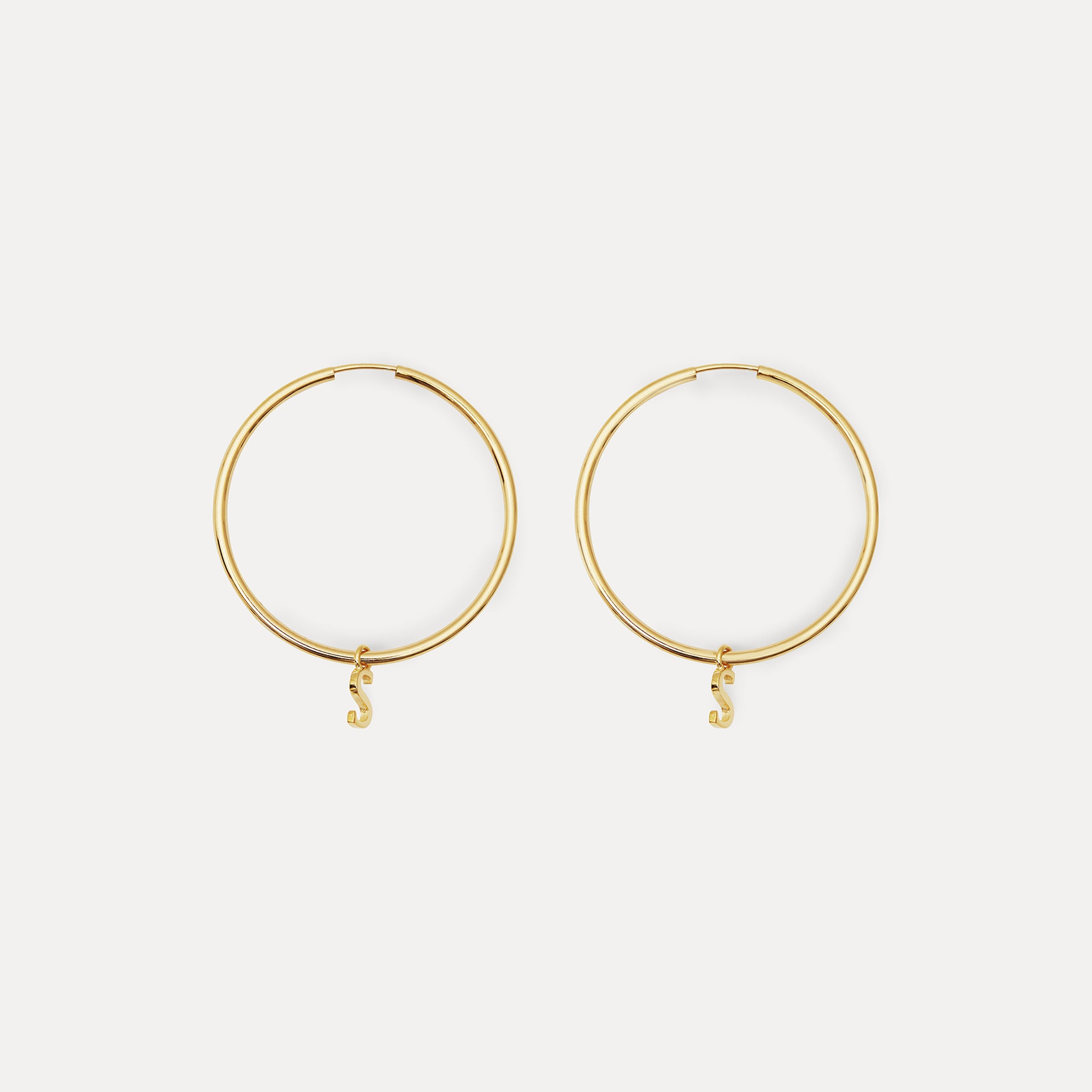 Mini Initial Hoops Big 14k Solid Gold
