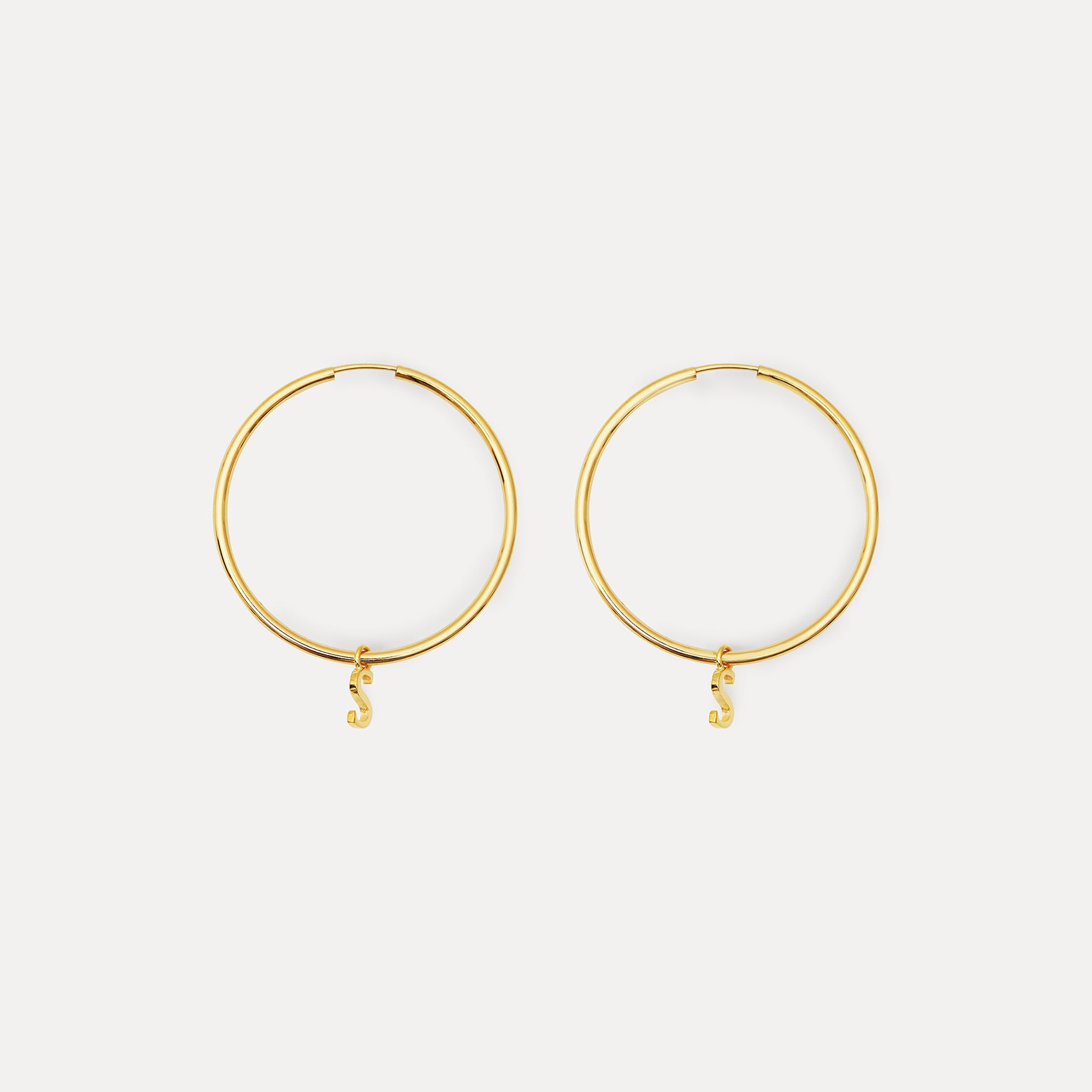 Mini Initial Hoop Earrings Big