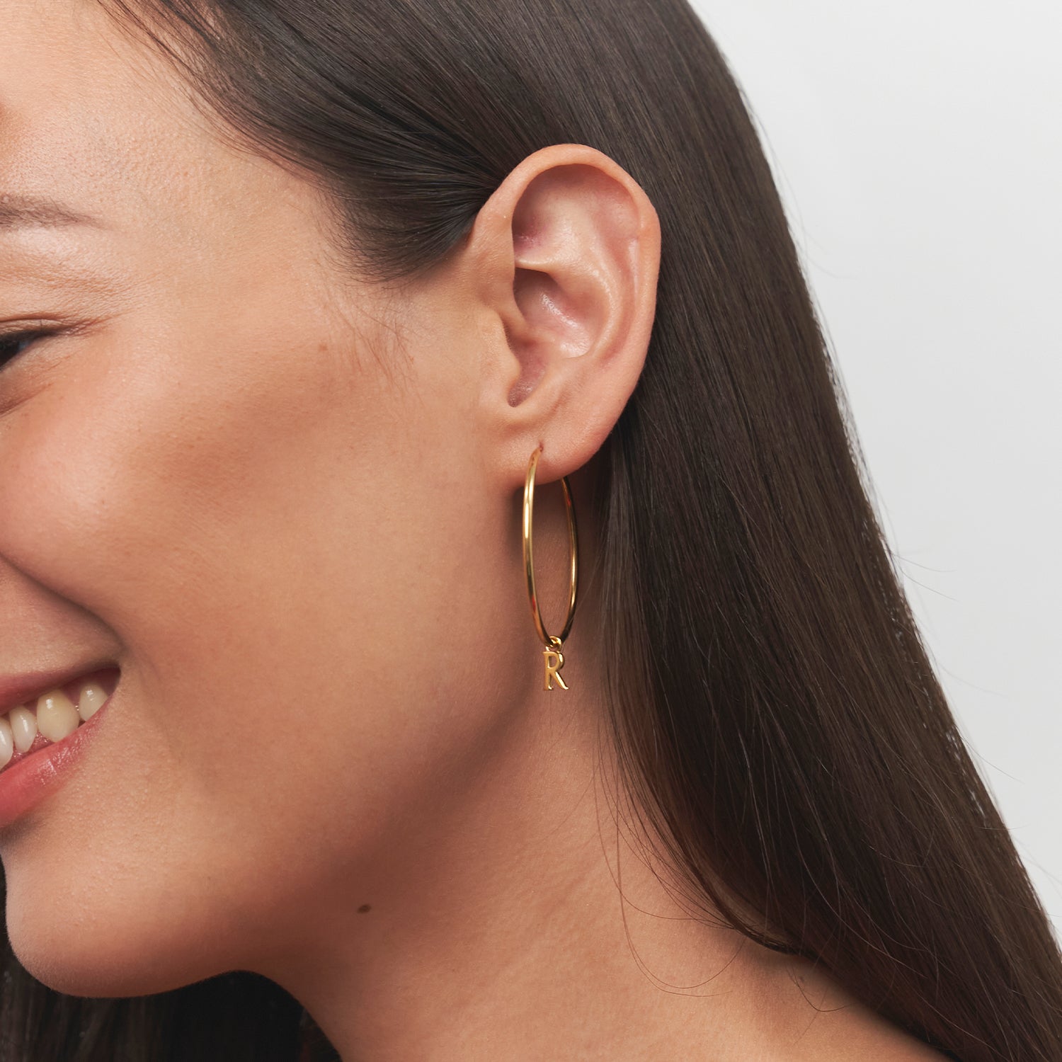 Mini Initial Hoop Earrings Big - Single