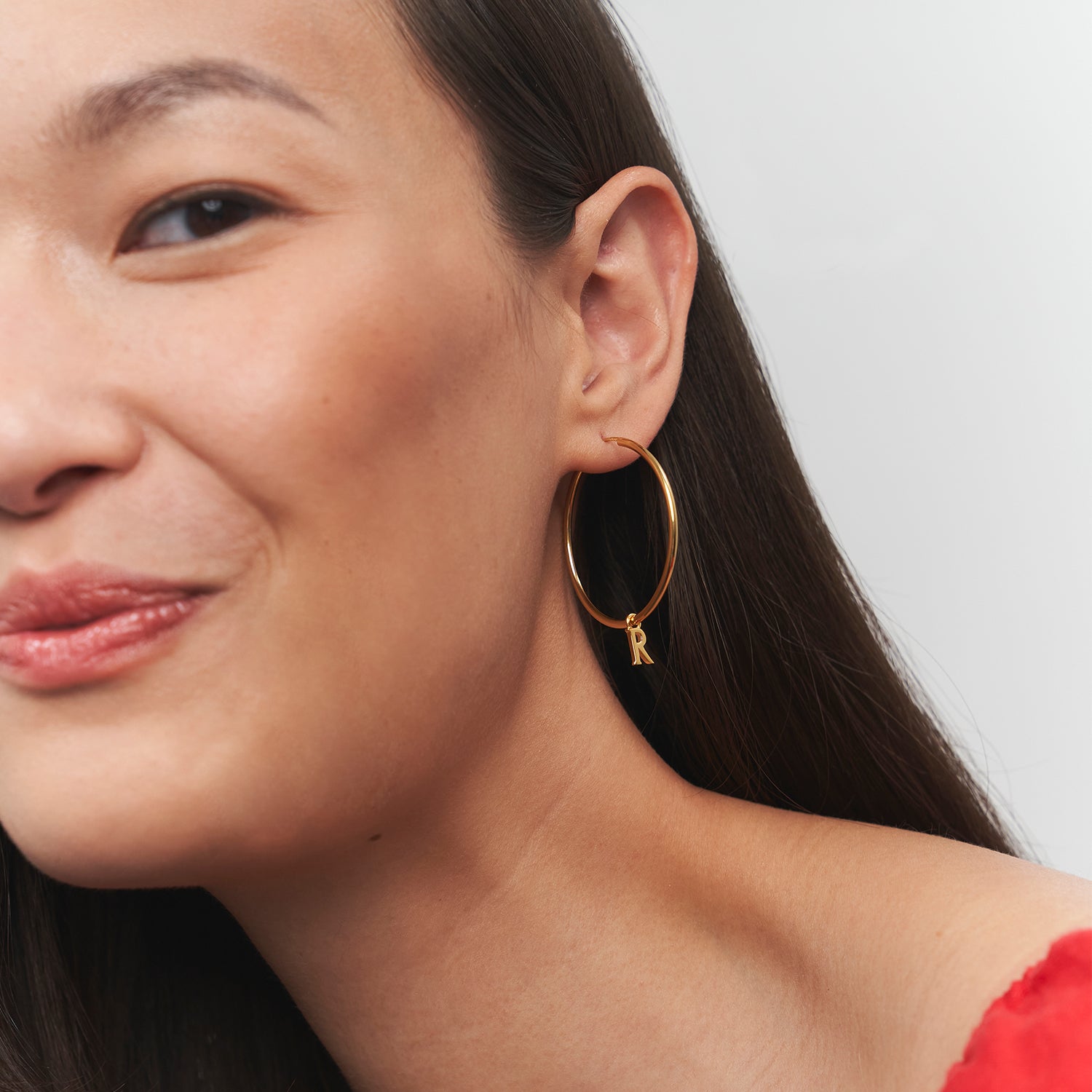 Mini Initial Hoops Big 14k Solid Gold