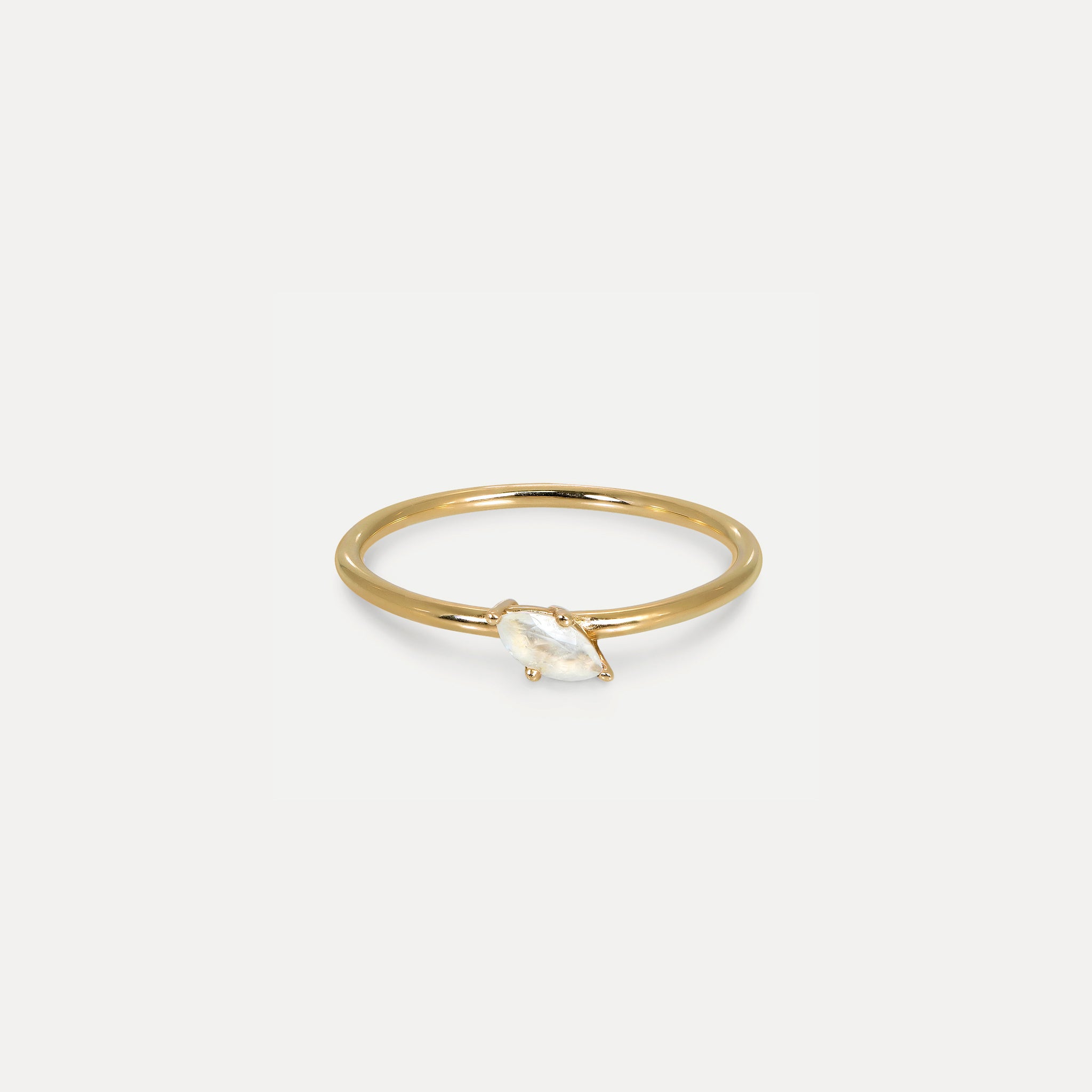 Moonstone Navette Solitaire Ring