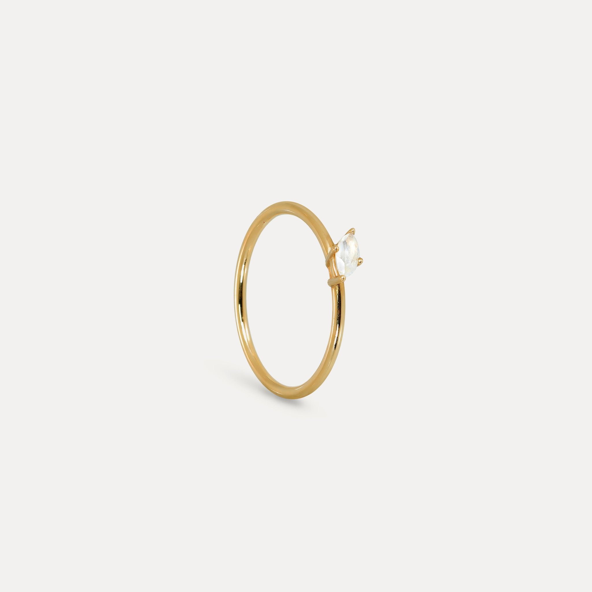 Moonstone Navette Solitaire Ring