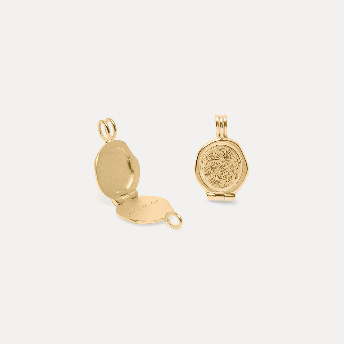 Nouveau Flower Seal Medaillon Anhänger | 14k Gold