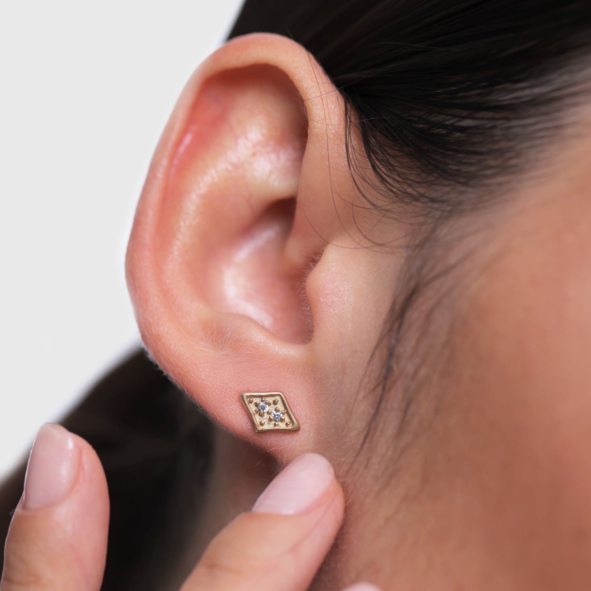 White Sapphire Supernova Pavé Stud Earrings | 14k Gold