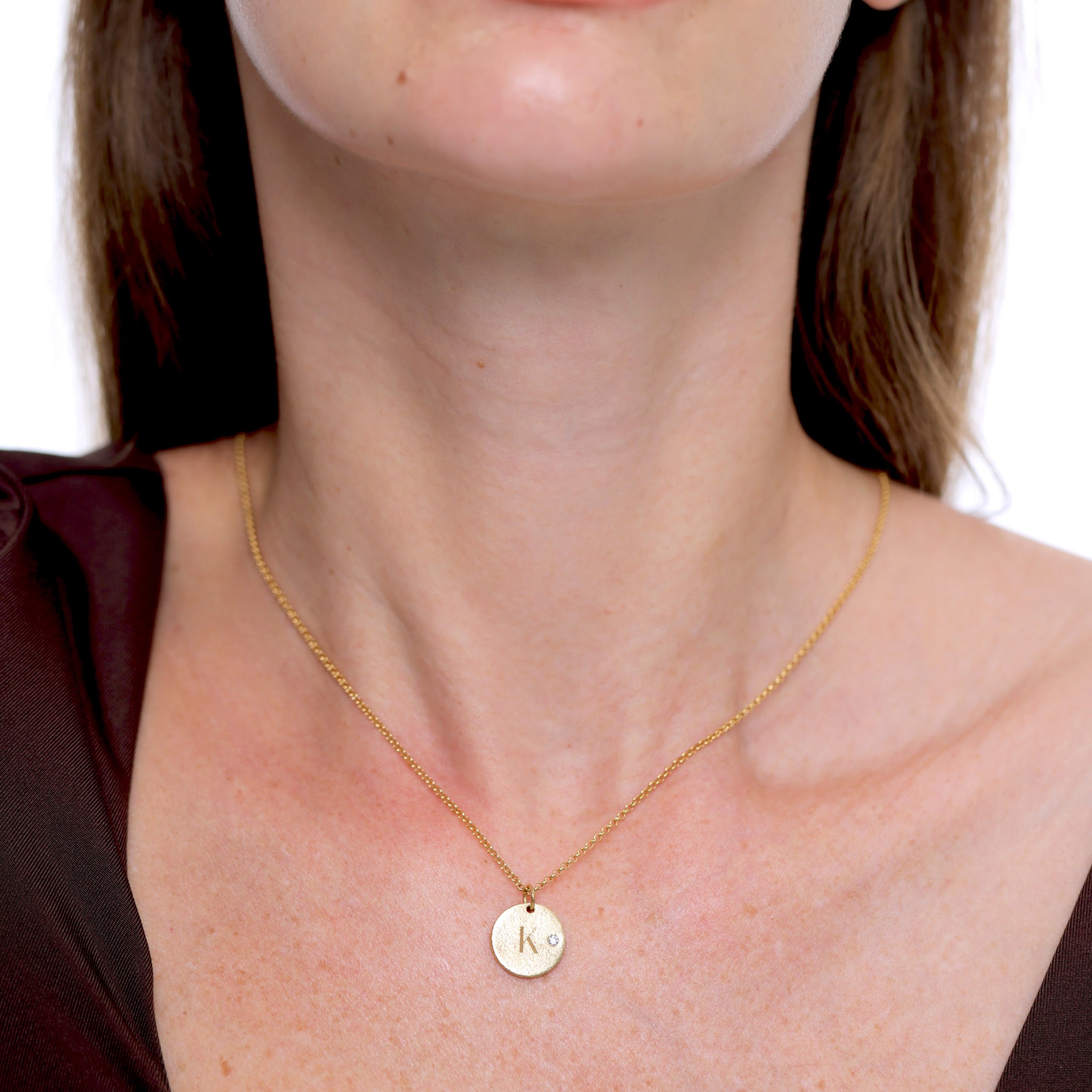 White Sapphire Engravable Plate Pendant - Antique