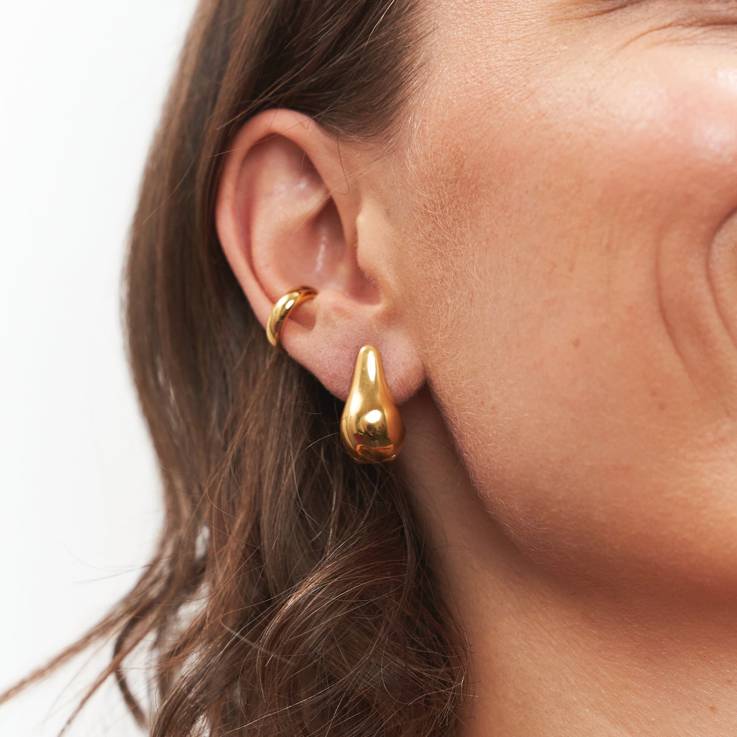 Eden Pear Hoop Earrings | 14k Gold