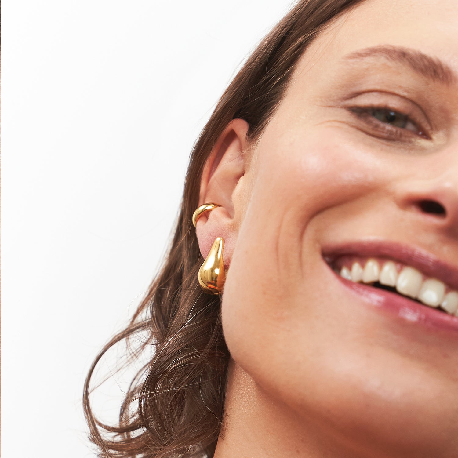 Eden Pear Hoop Earrings | 14k Gold