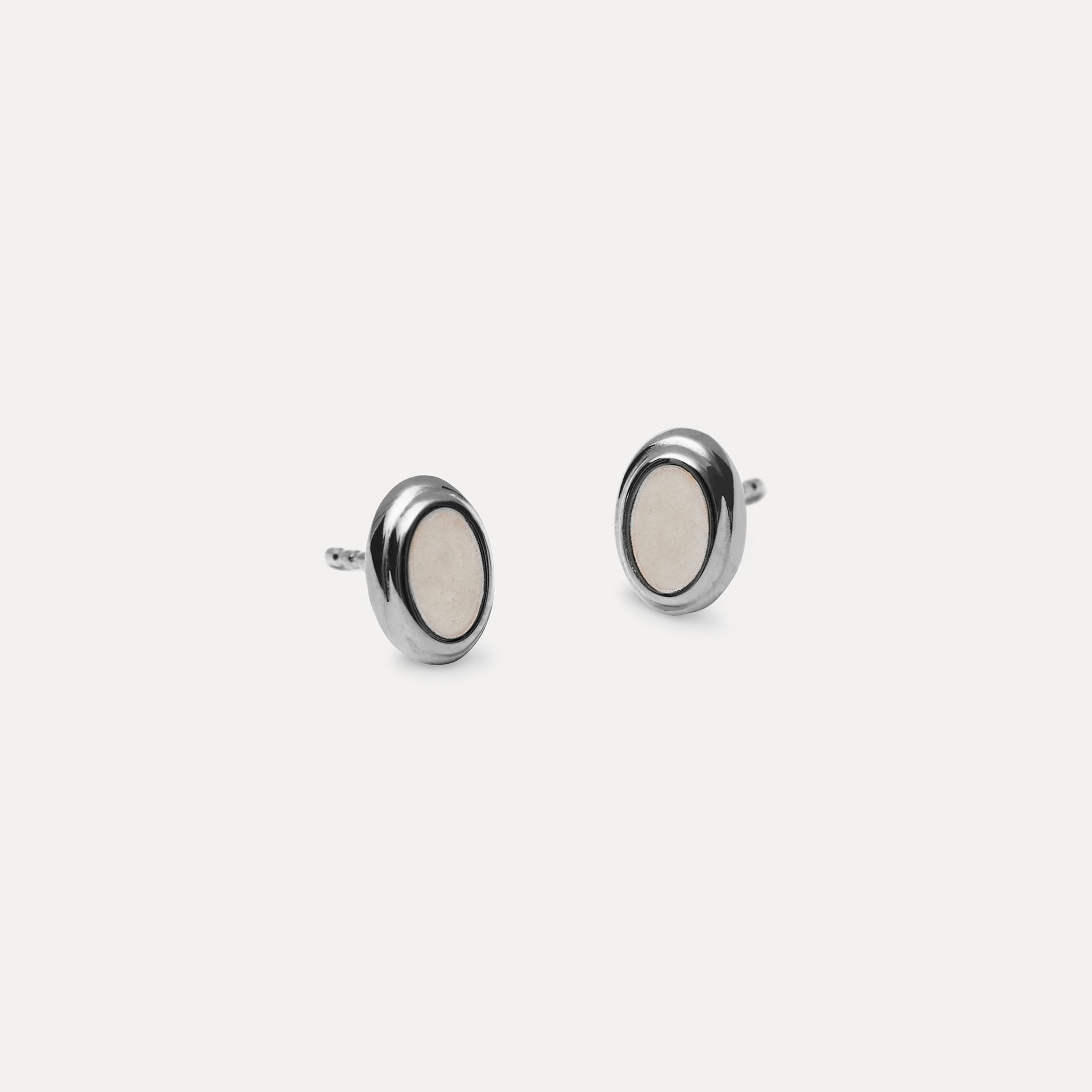 Enamel Studs Pearl White
