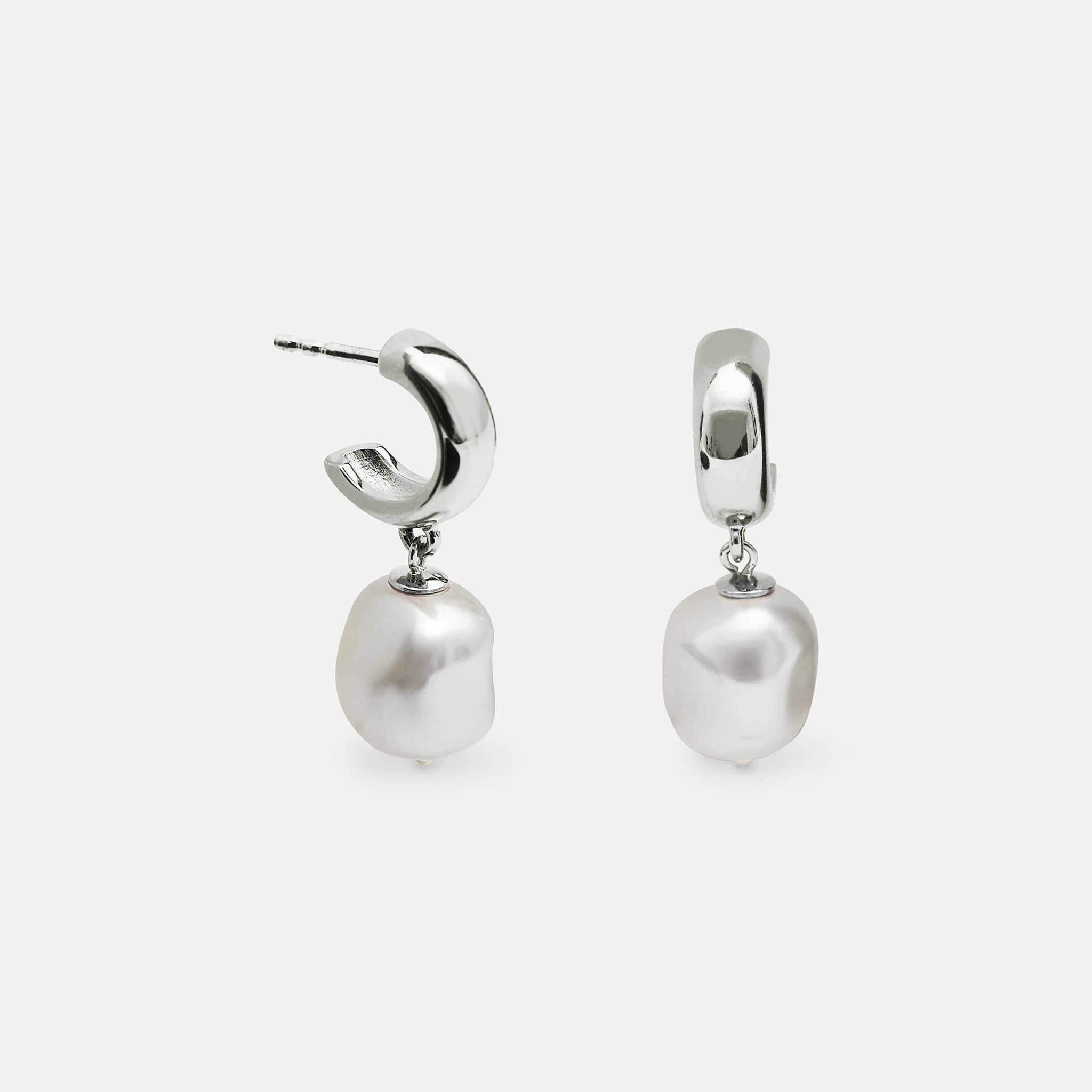 Pearl Bold Hoop Earrings