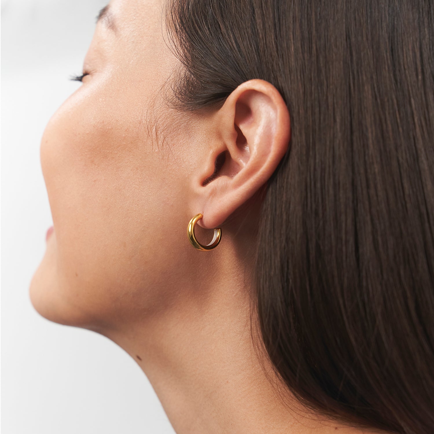 Pearl White Enamel Bold Hoop Earrings