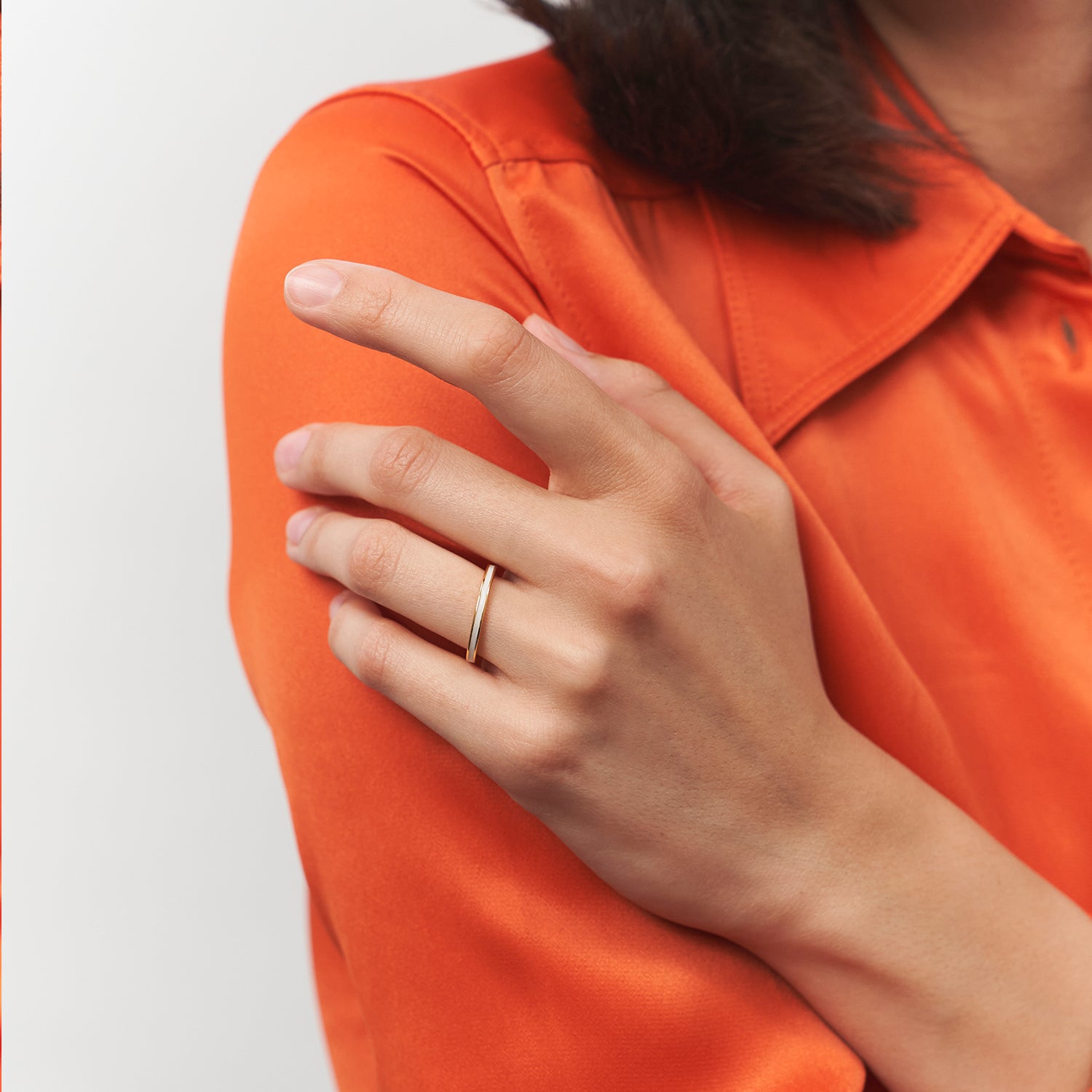 Pearl White Enamel Thin Ring