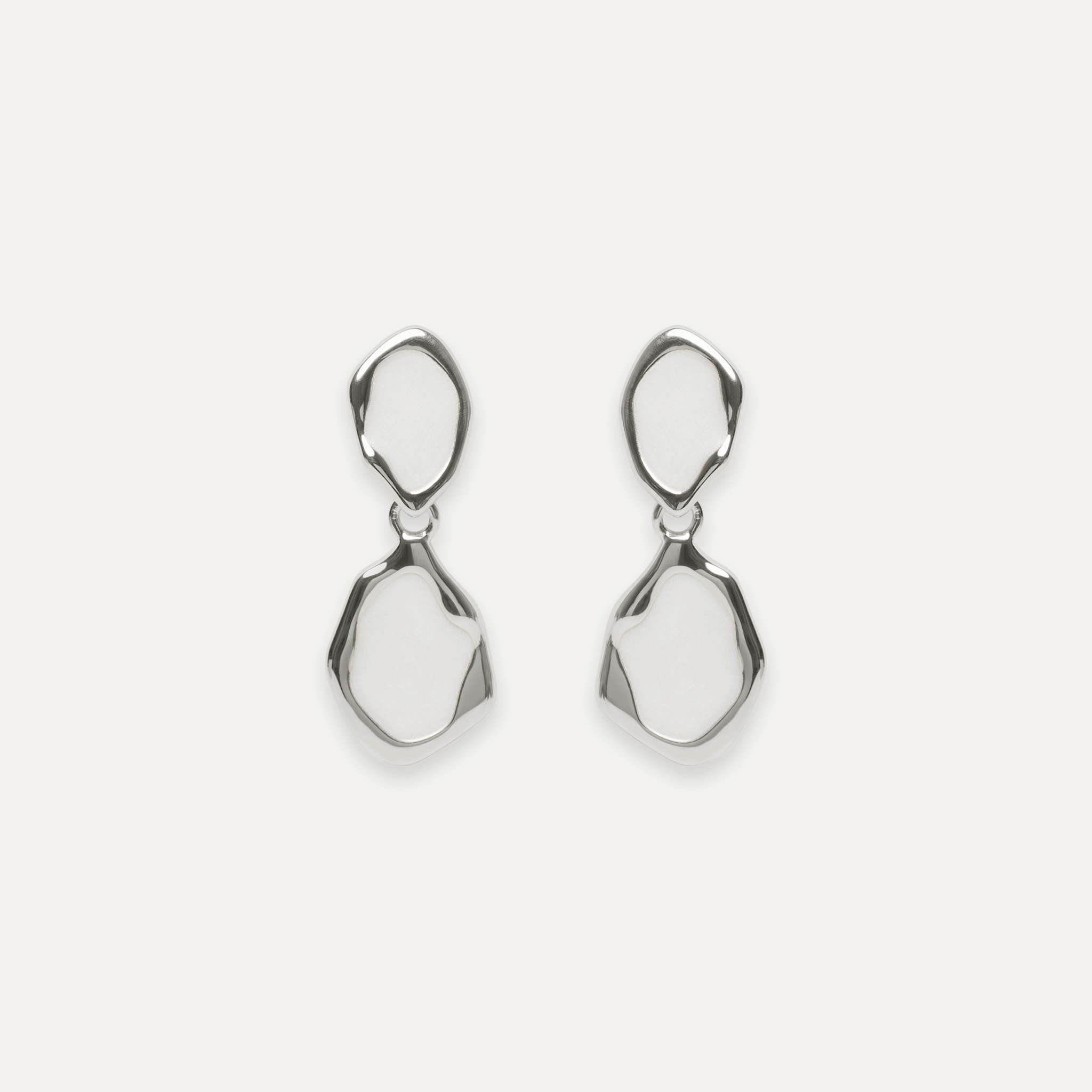 Oyster Drop Earrings White