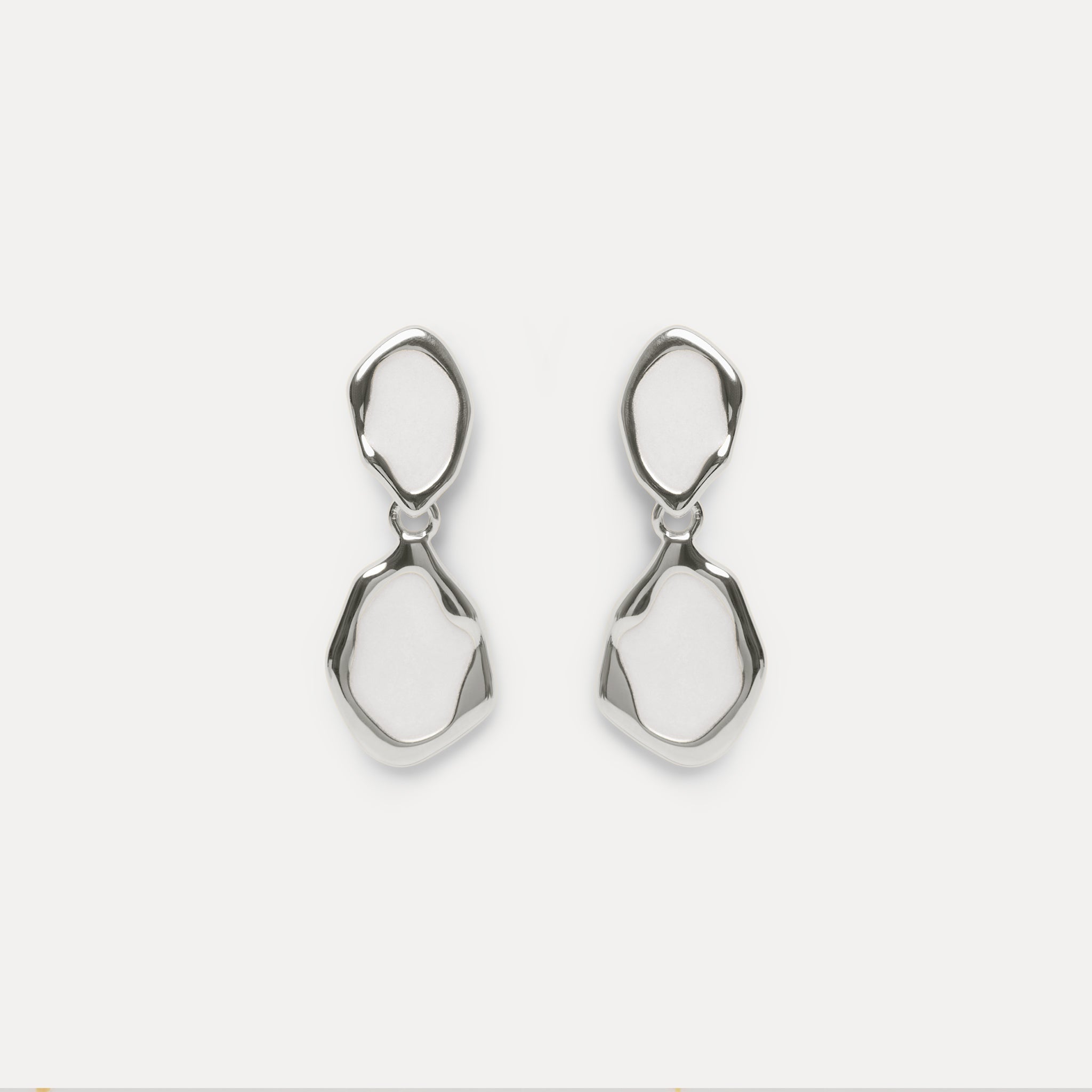 Oyster Drop Earrings White