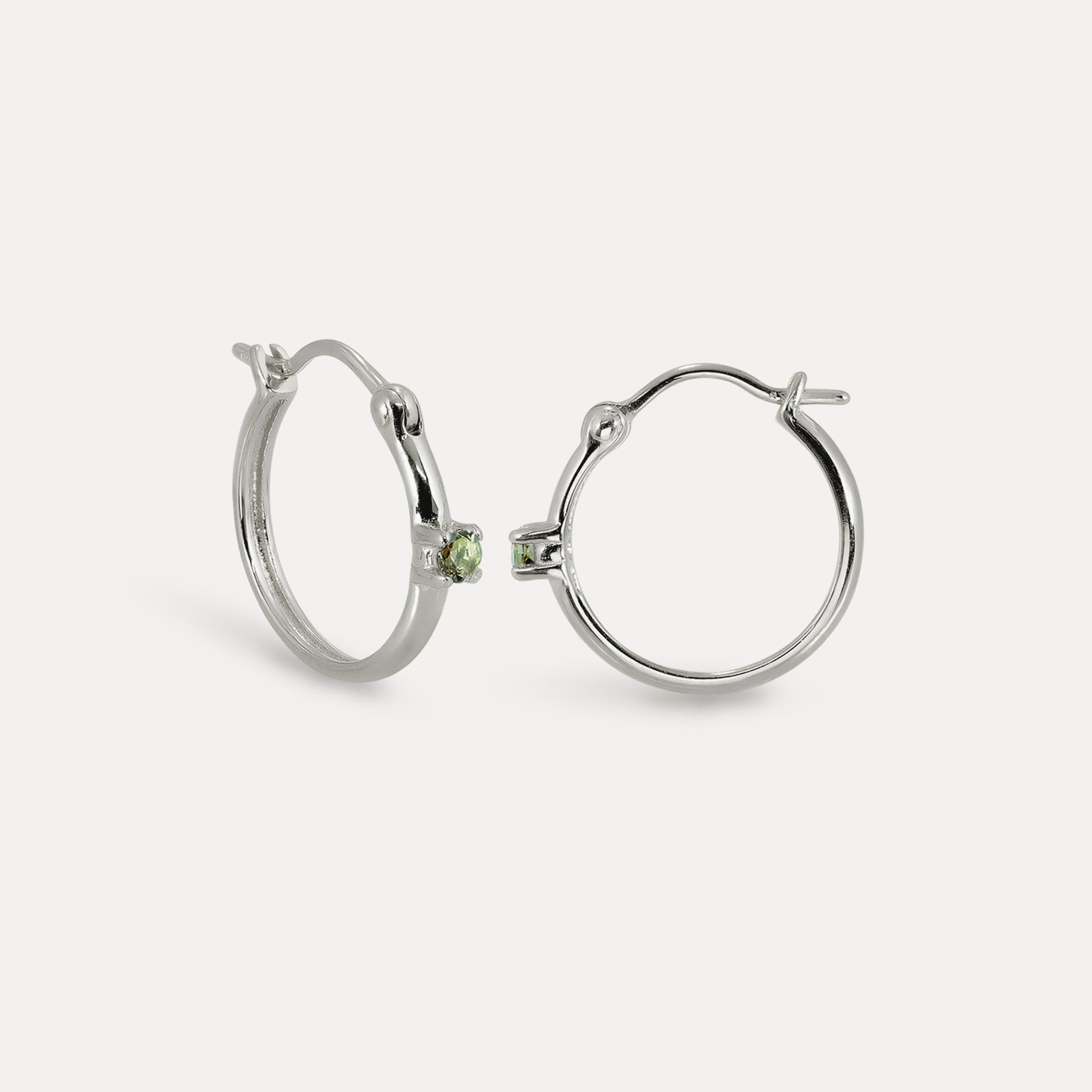 Green Tourmaline Point of Light Hoop Earrings