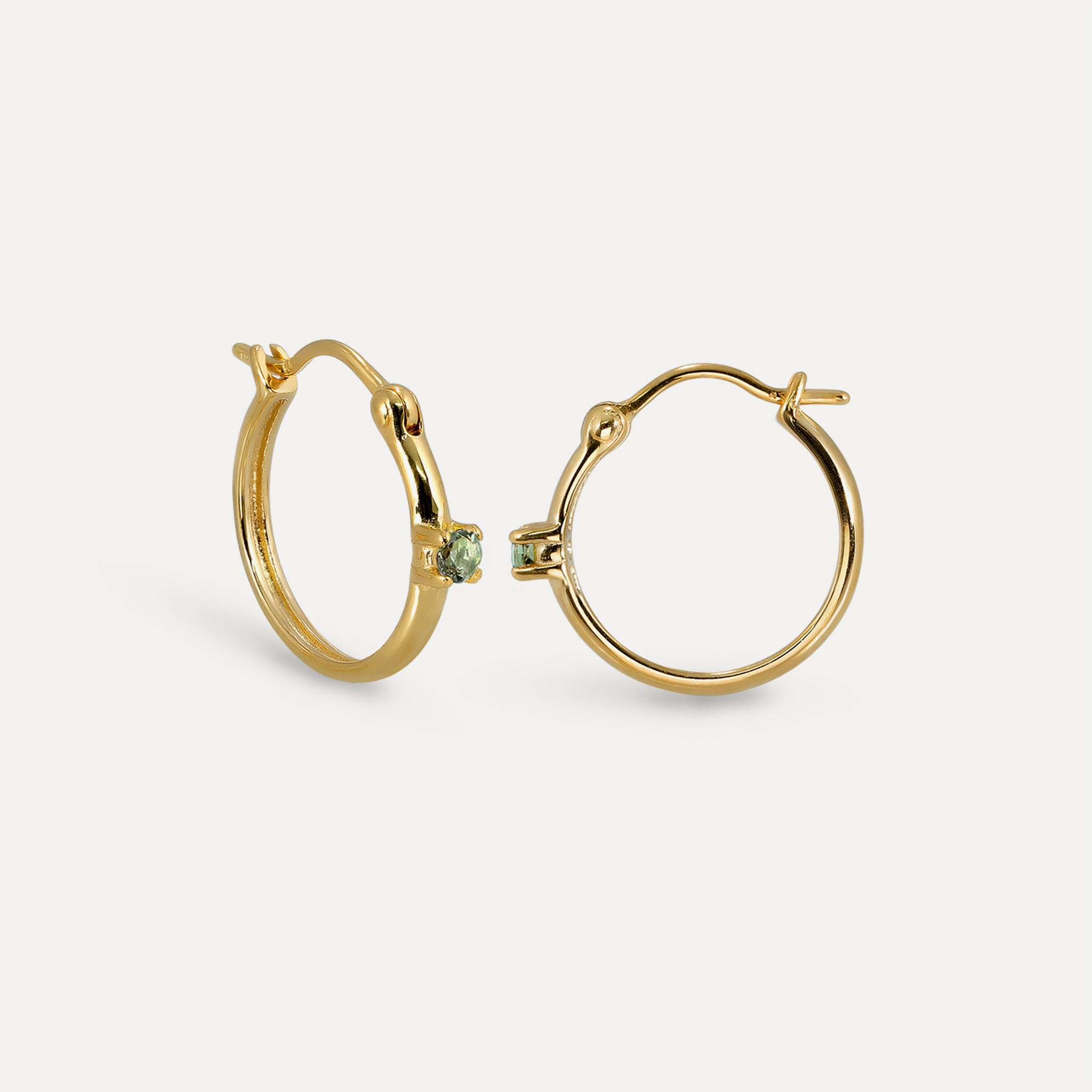 Green Tourmaline Point of Light Hoop Earrings