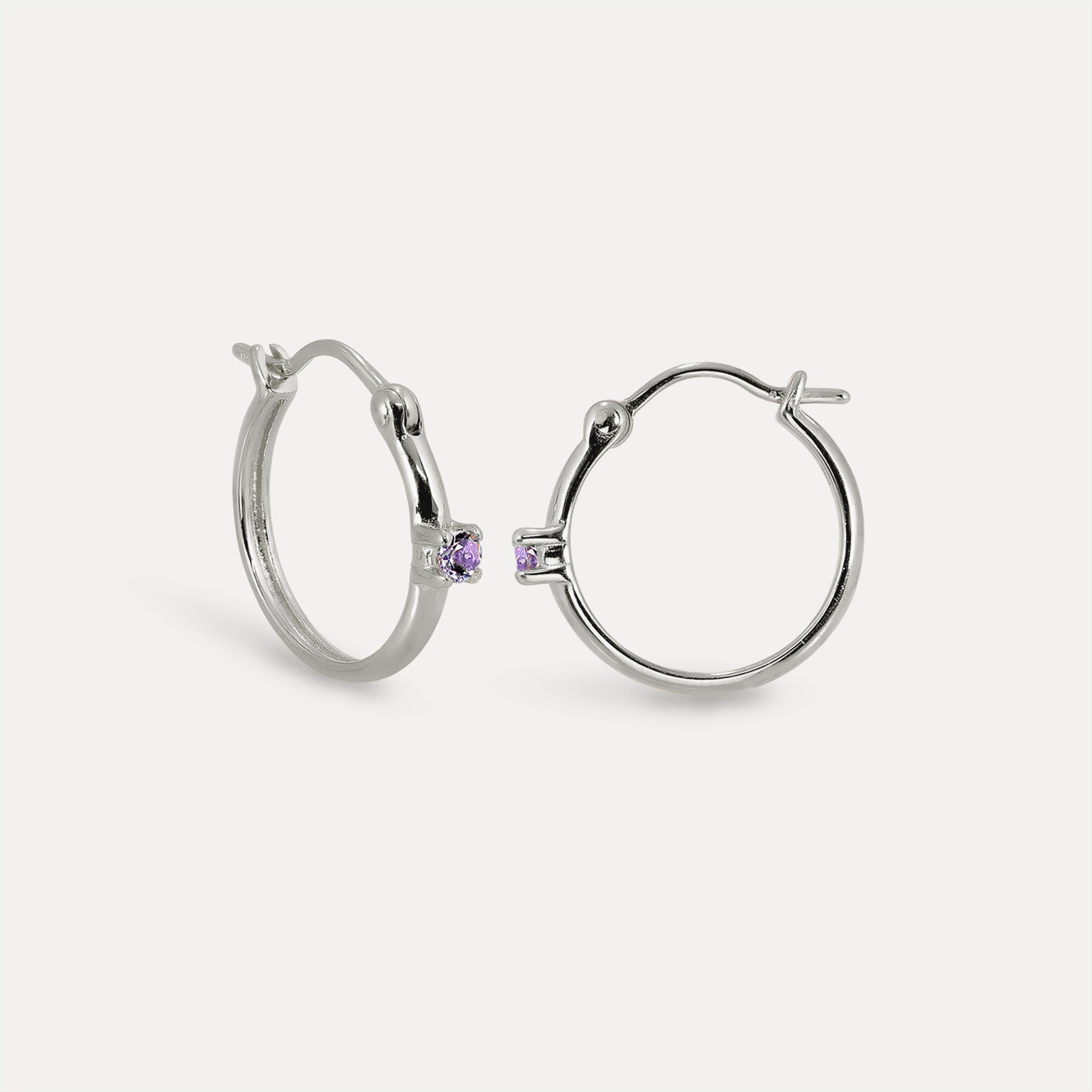 Amethyst Point of Light Hoop Earrings
