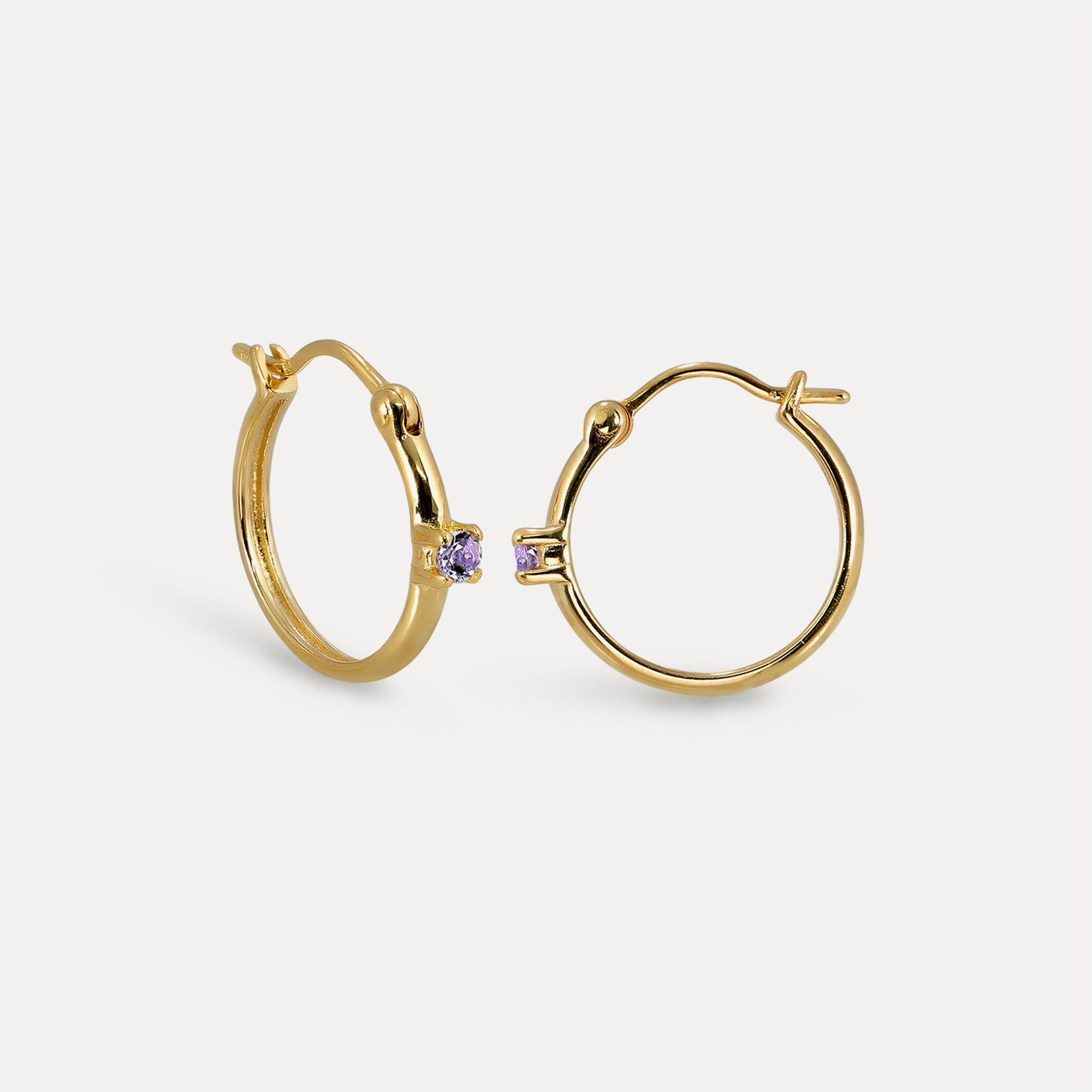Amethyst Point of Light Hoop Earrings