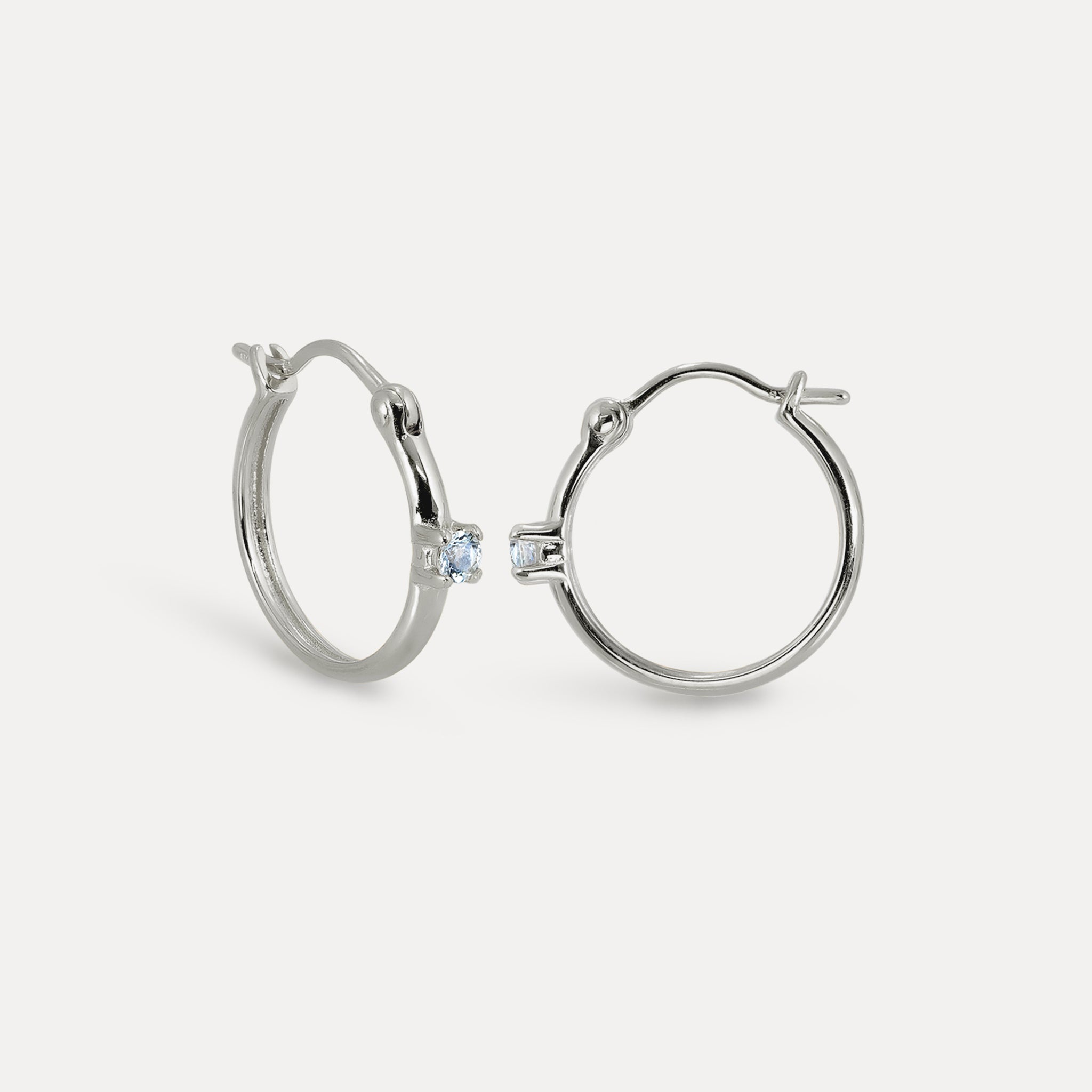Aquamarine Point of Light Hoop Earrings