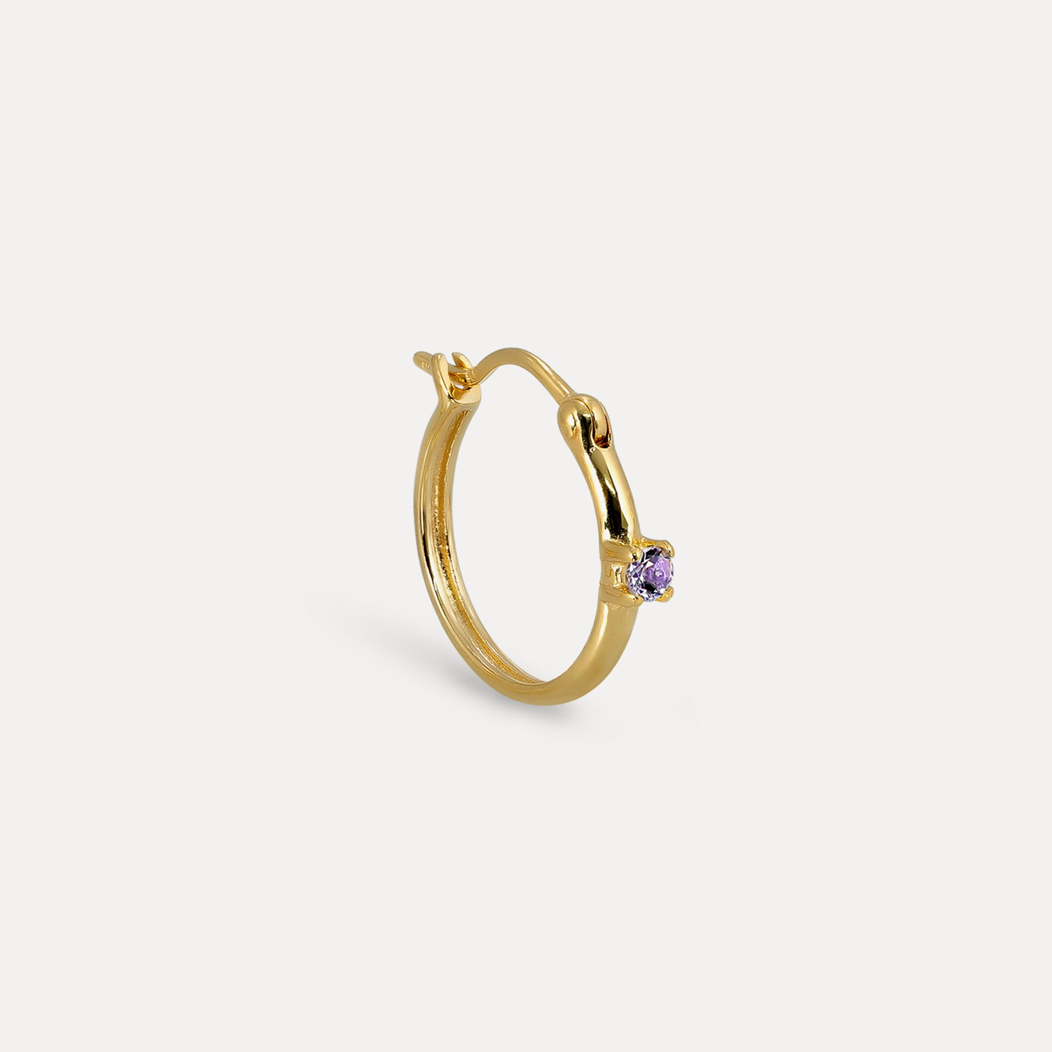 Amethyst Point of Light Hoop Earrings- Single