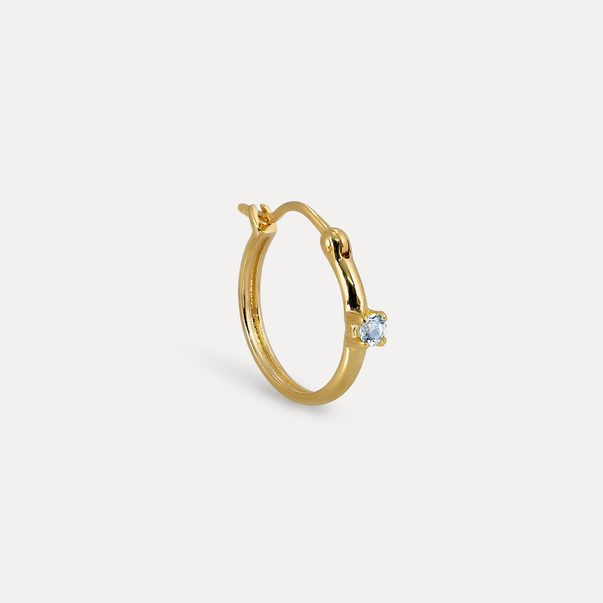Aquamarine Point of Light Hoop Earrings - Single