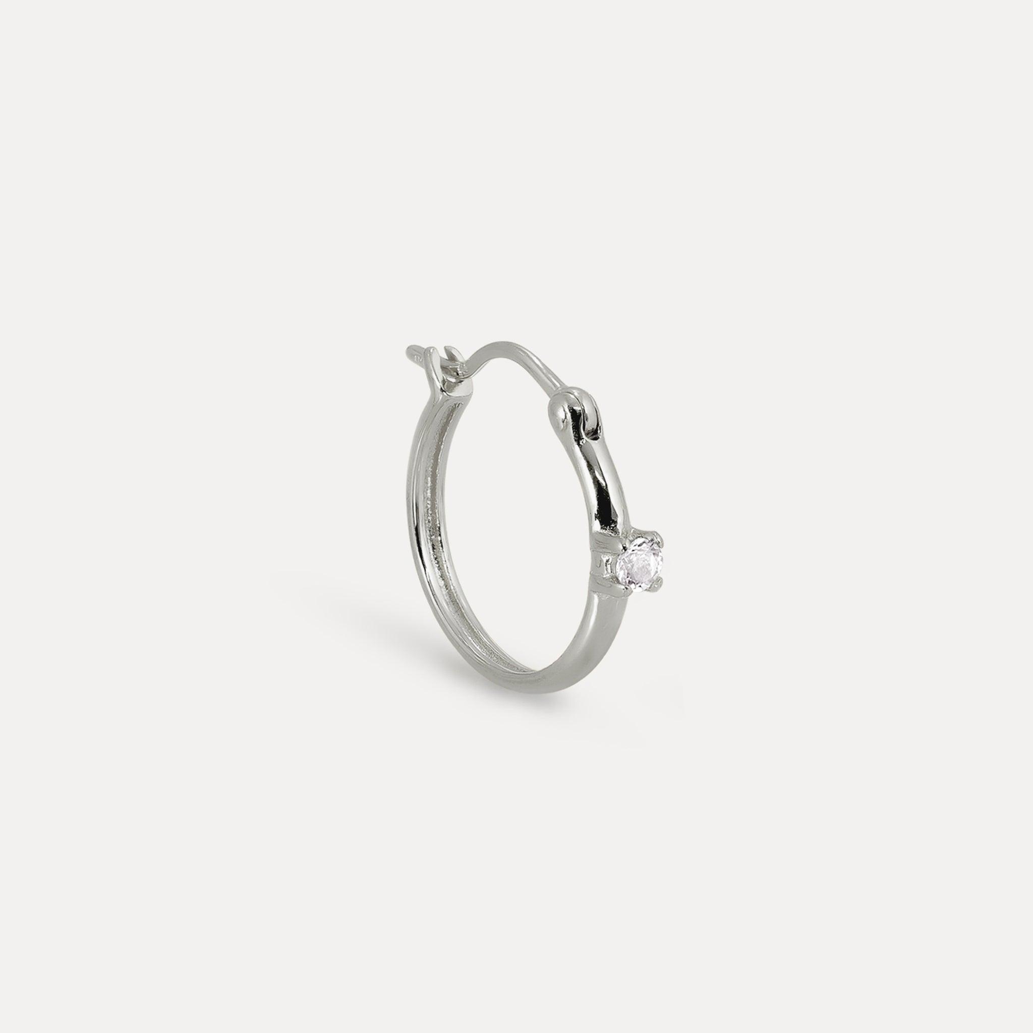 White Sapphire Point of Light Hoop Earrings - Single