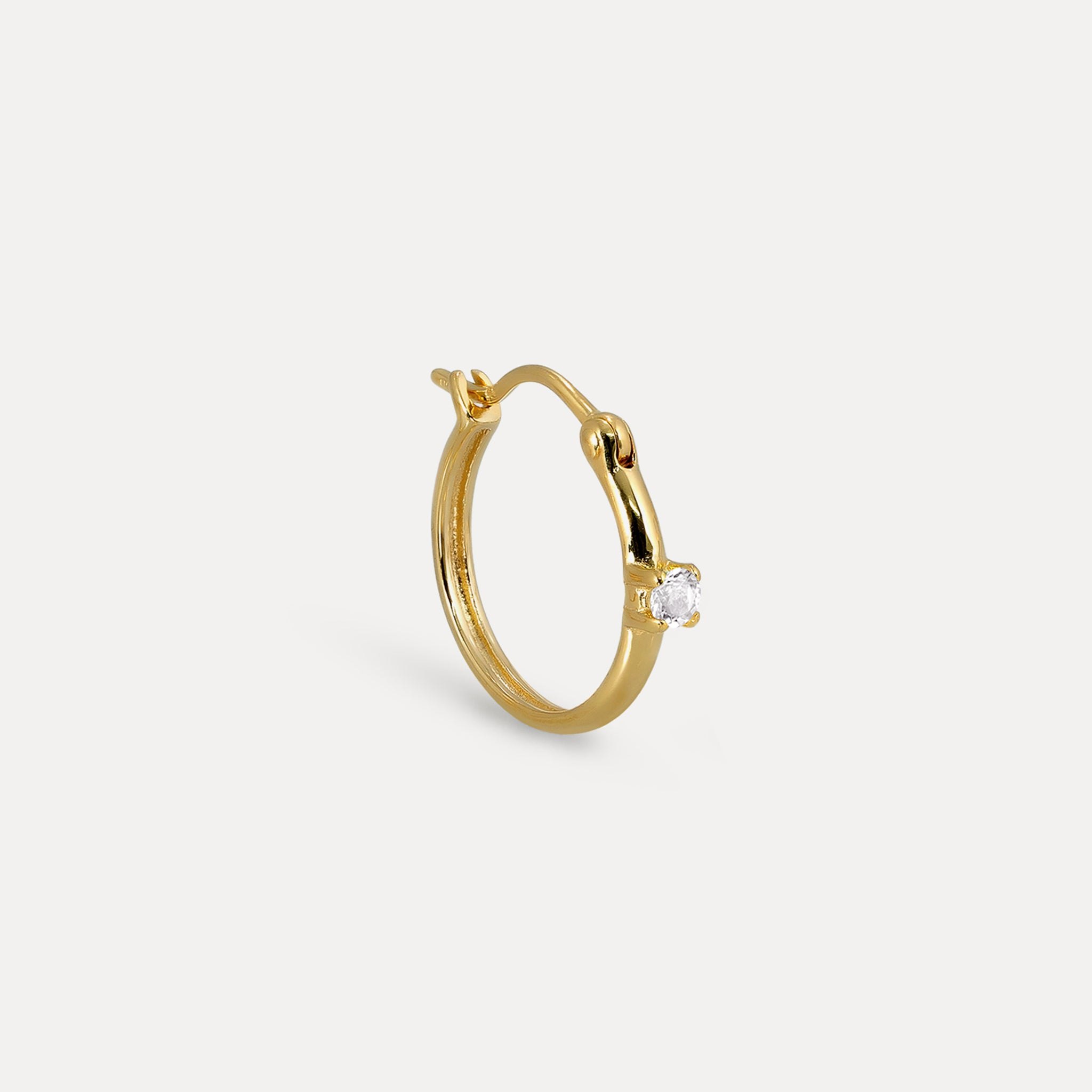 White Sapphire Point of Light Hoop Earrings - Single