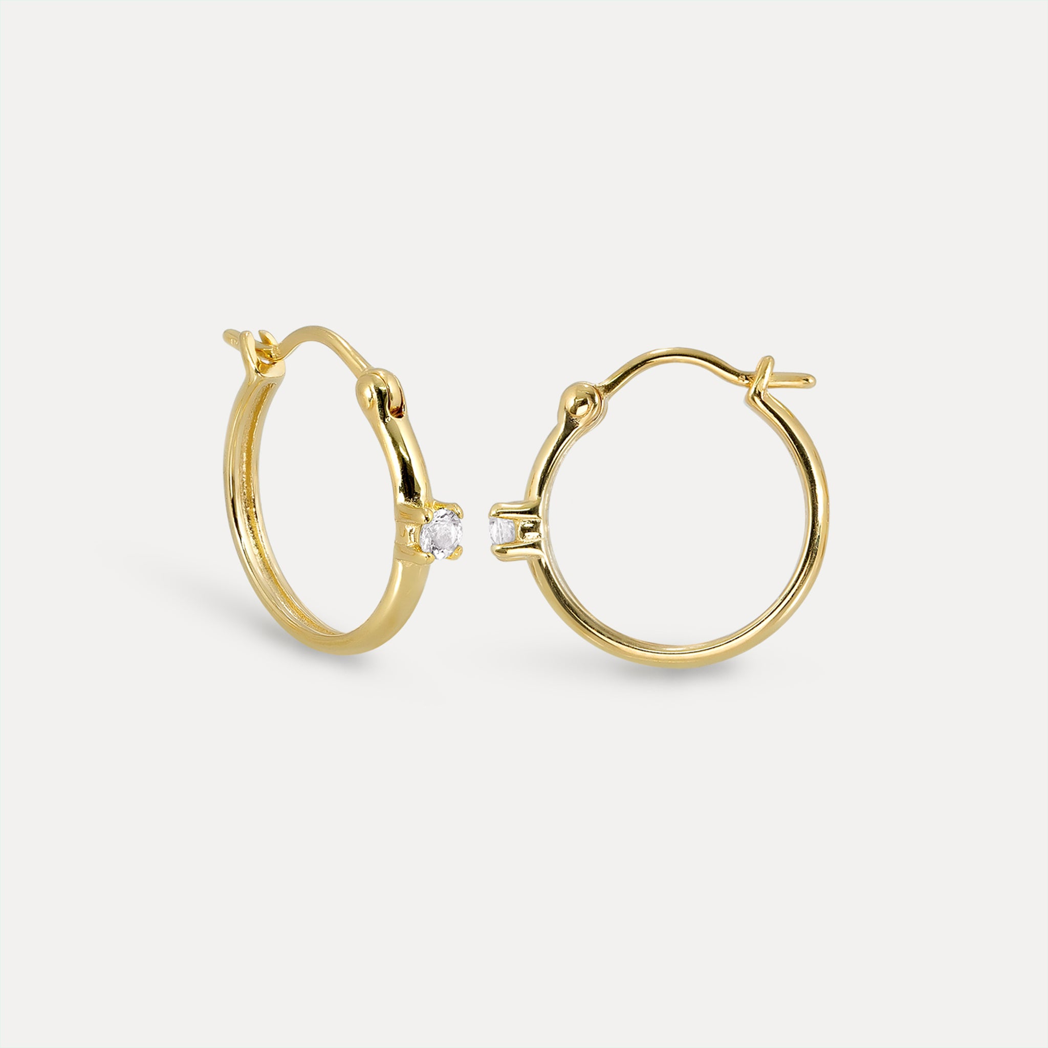 Diamond Point of Light Hoop Earrings | 14k Gold