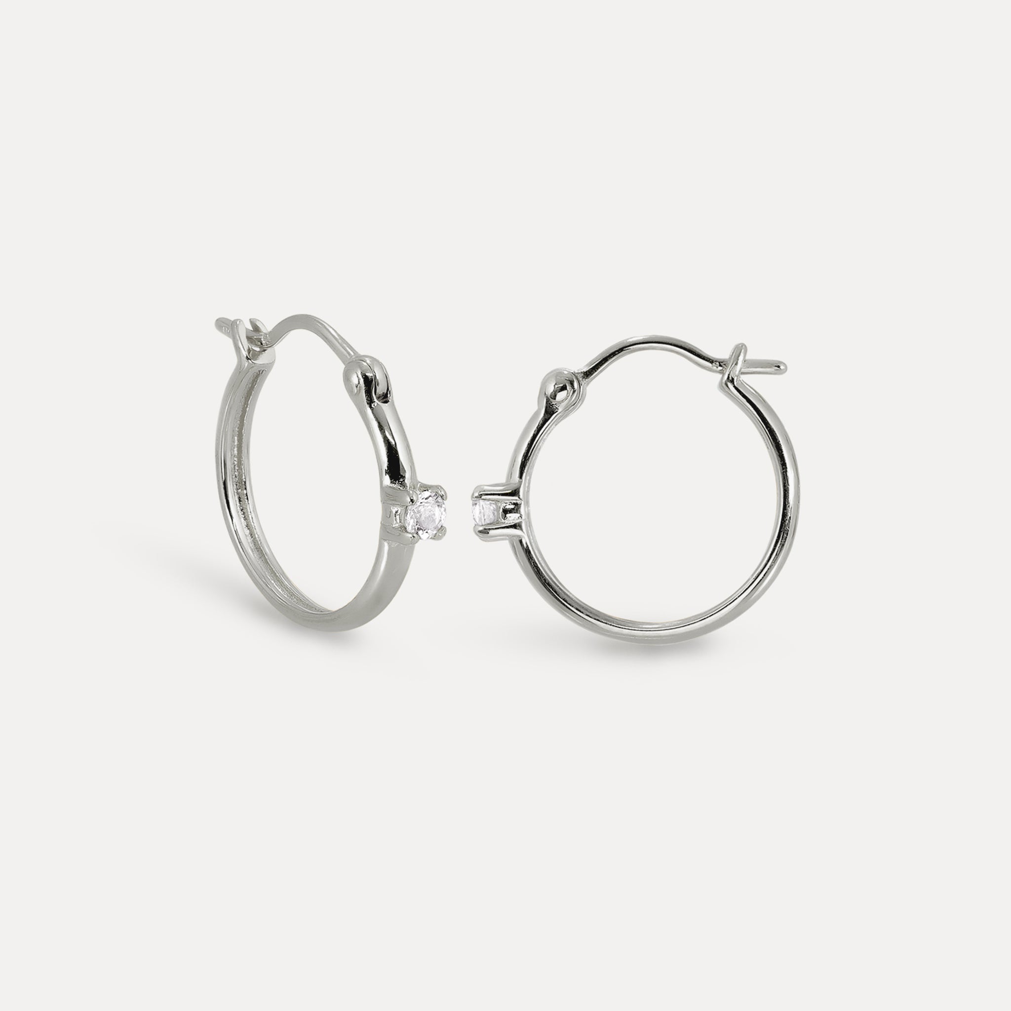 White Sapphire Point of Light Hoop Earrings