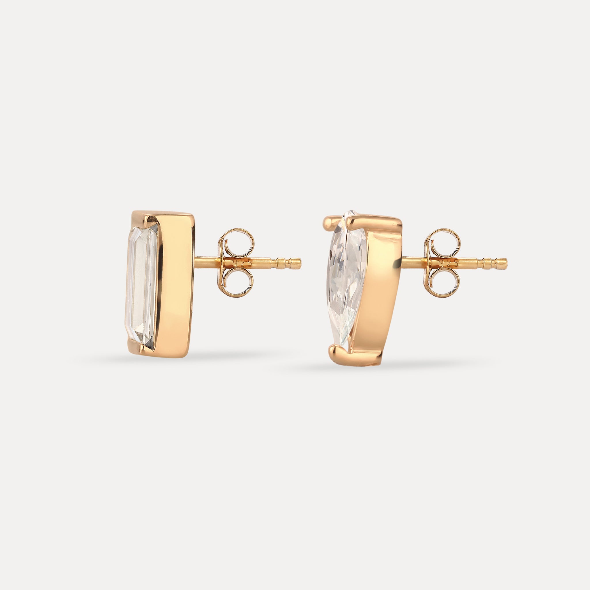 White Beryll Balance Stud Earrings | 14k Gold