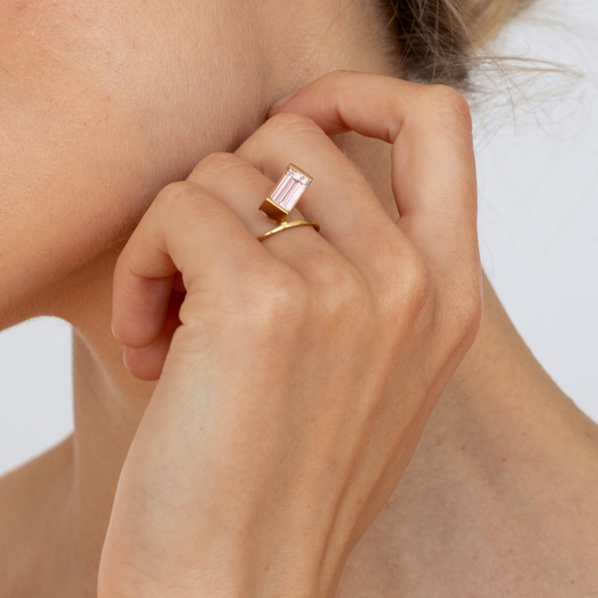 Rose Quartz Balance Baguette Ring