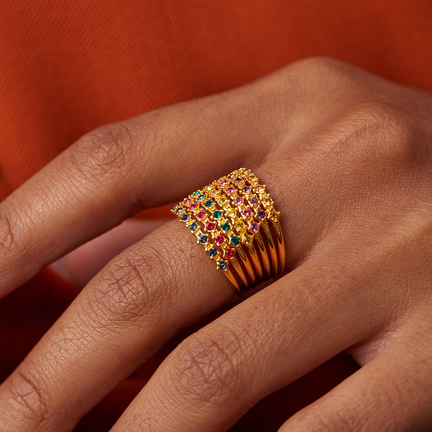 Dark Pink Crystals Color Delight Ring
