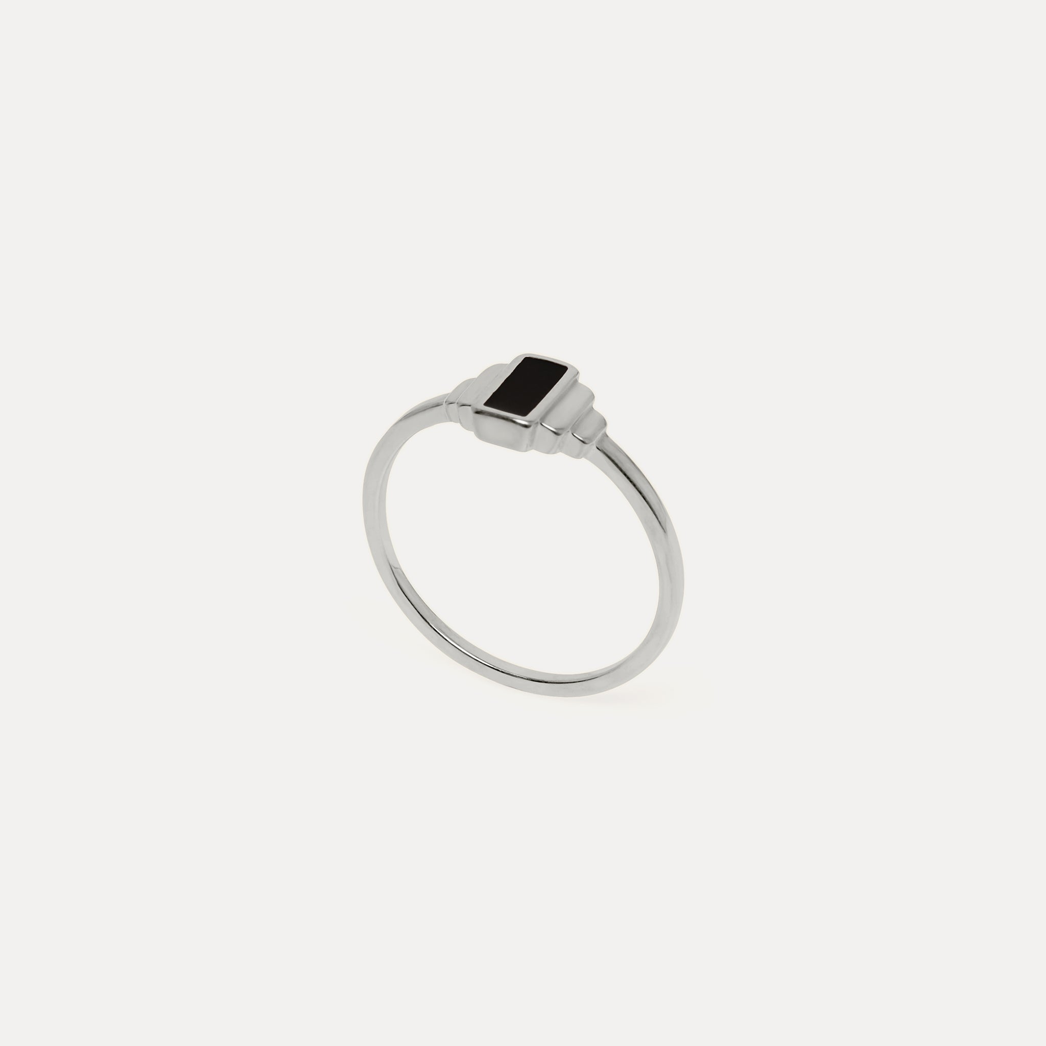 Retro Enamel Ring Black