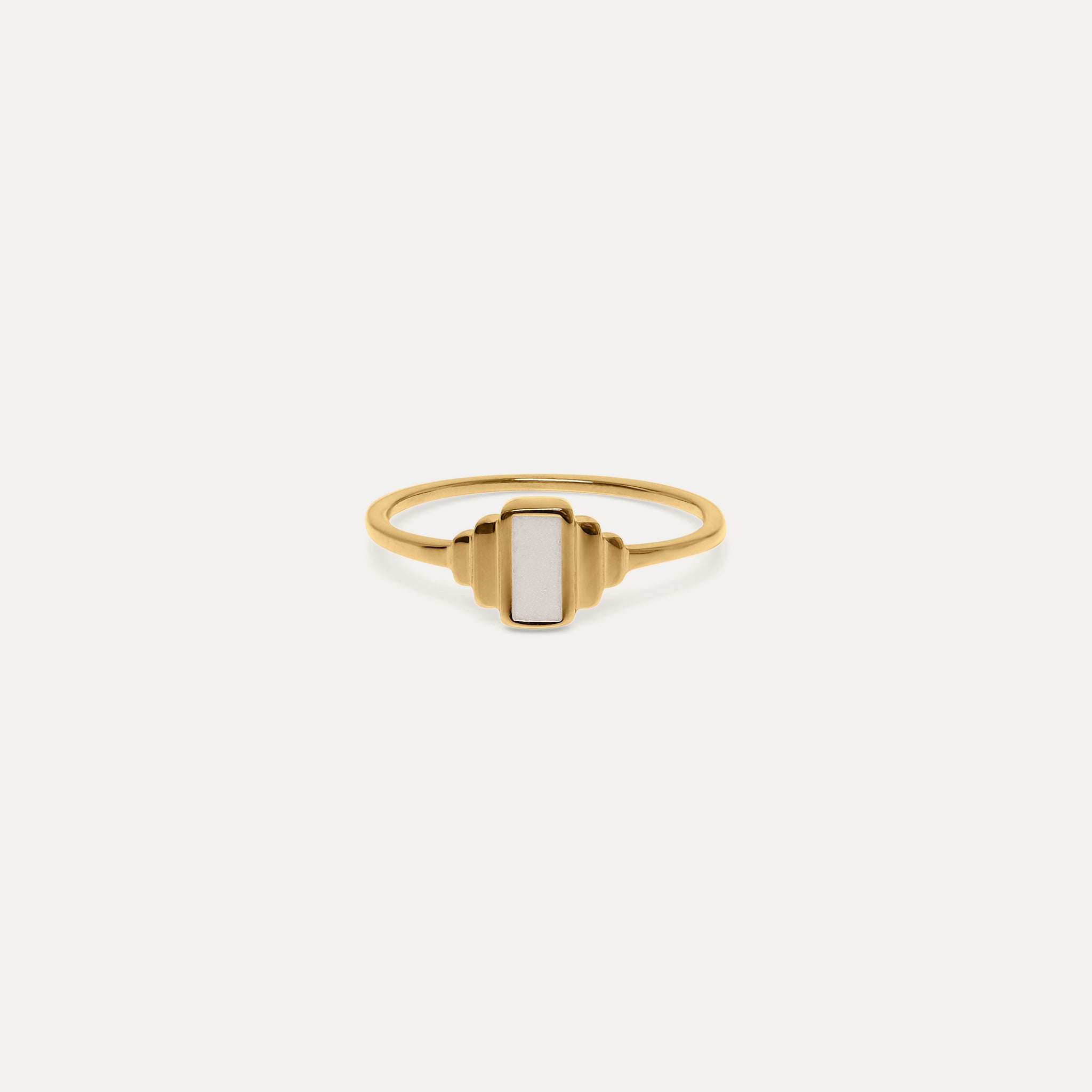 Pearl White Enamel Retro Ring