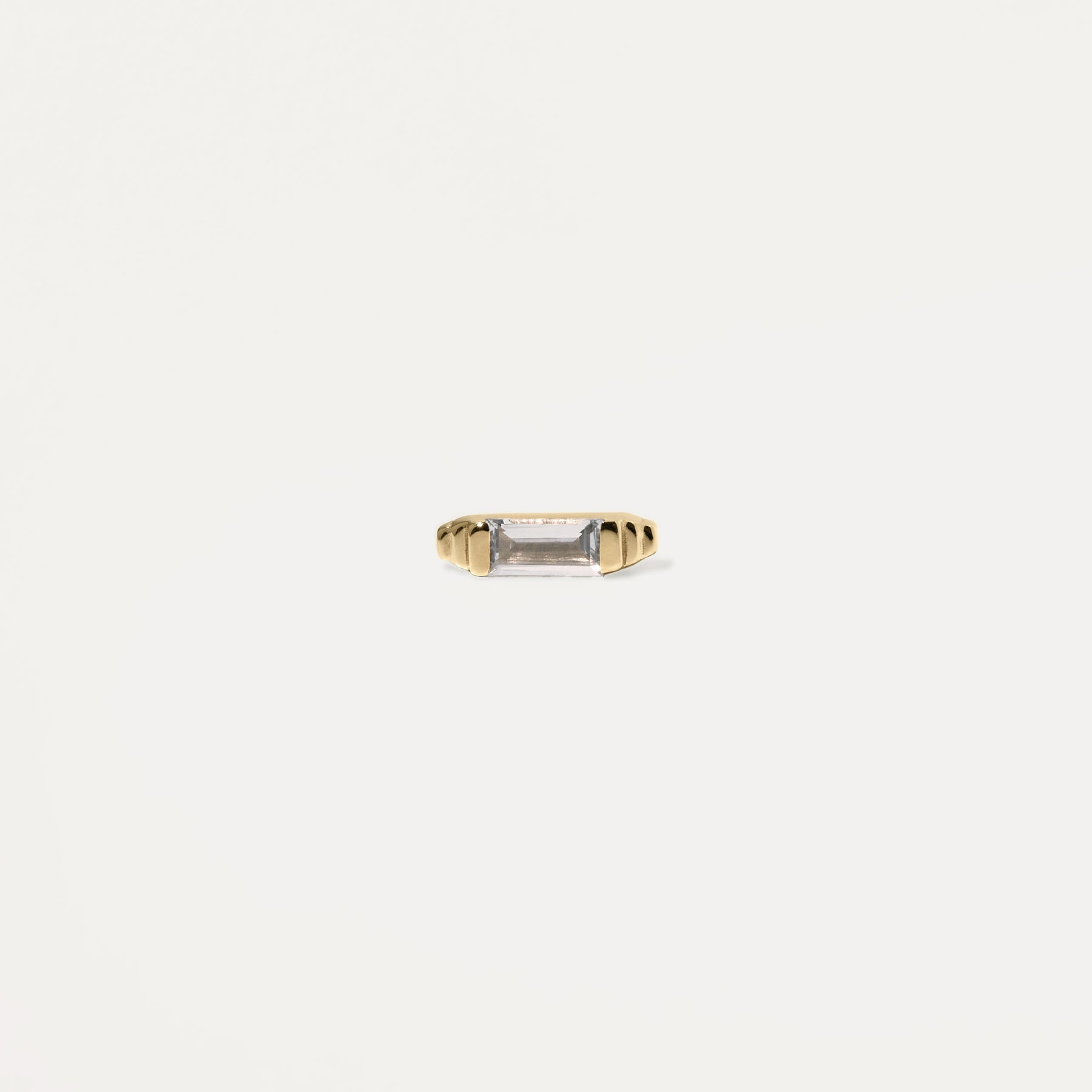 White Beryl Retro Stud Earrings - Single | 14k Gold