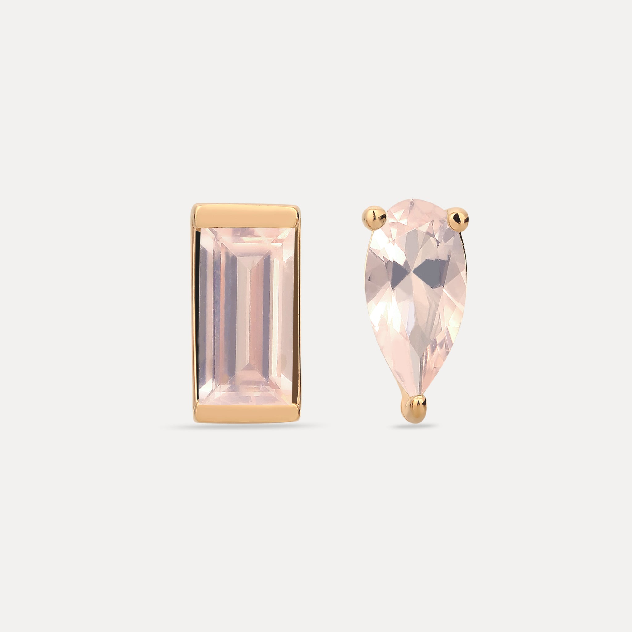 Rose Quartz Balance Stud Earrings | 14K Gold