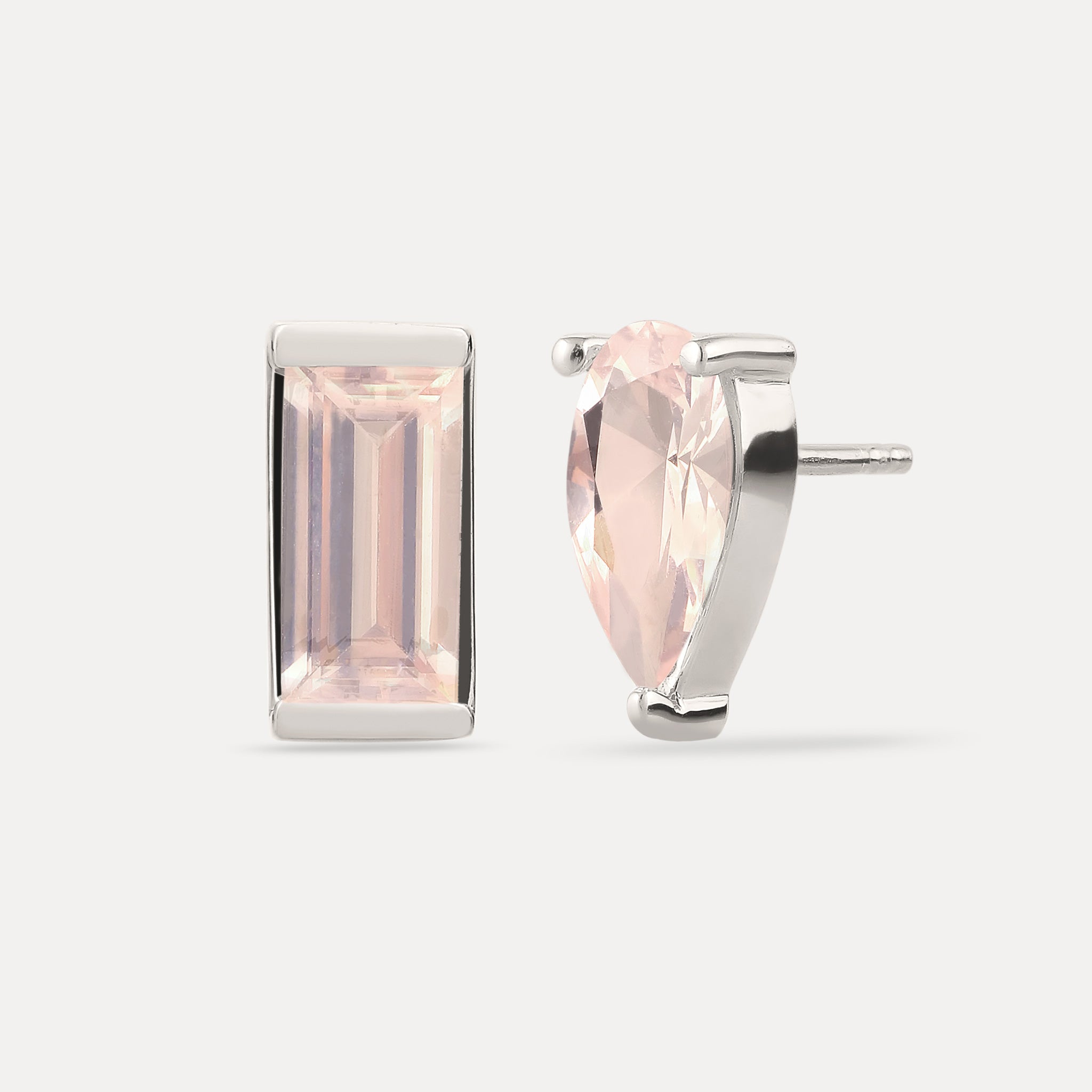 Rose Quartz Balance Stud Earrings