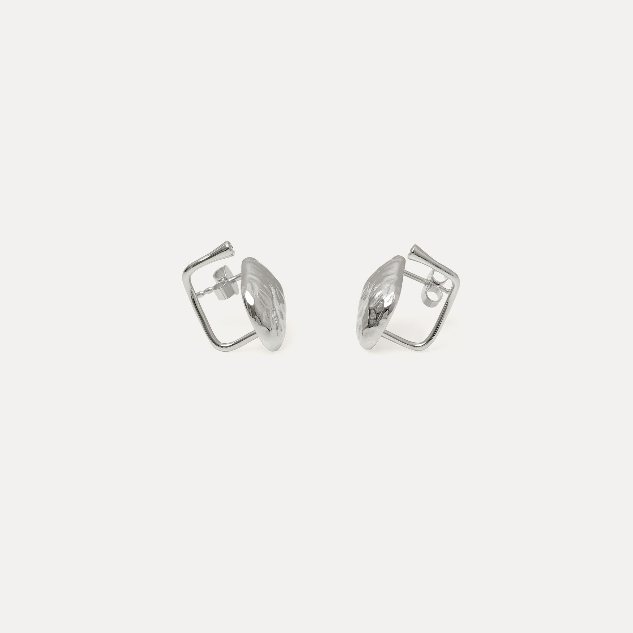 White Sapphire Textured Earrings