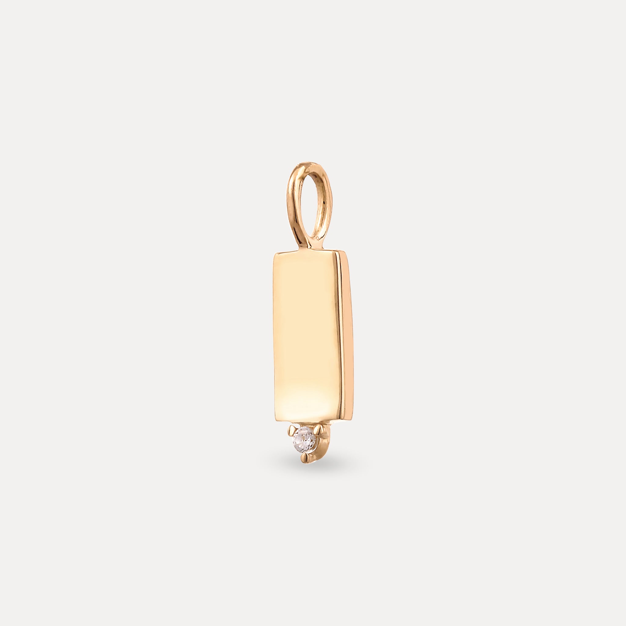 Sapphire Engravable Brick Tag Pendant | 14k Gold