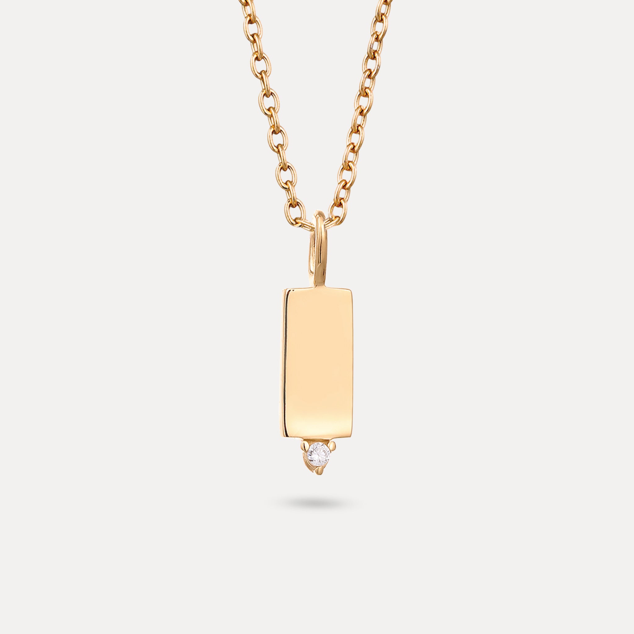 Sapphire Engravable Brick Tag Pendant | 14k Gold