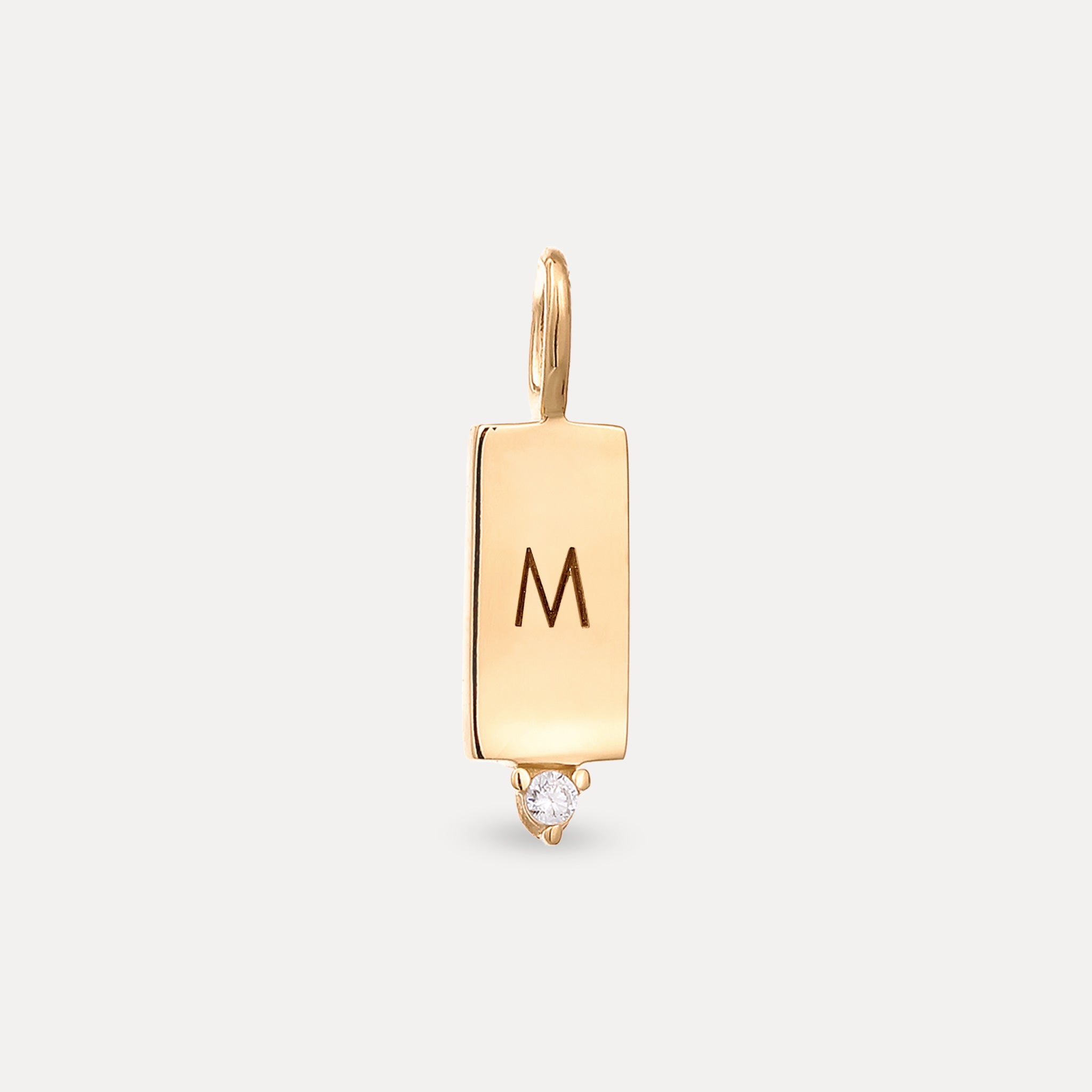 Sapphire Engravable Brick Tag Pendant | 14k Gold