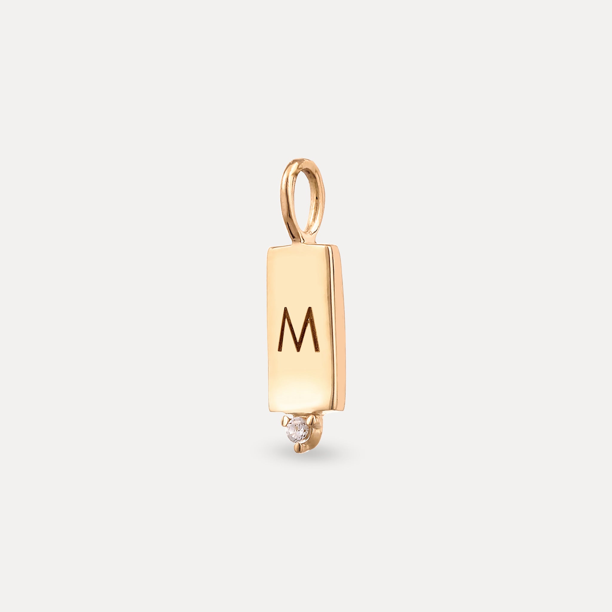 Sapphire Engravable Brick Tag Pendant | 14k Gold