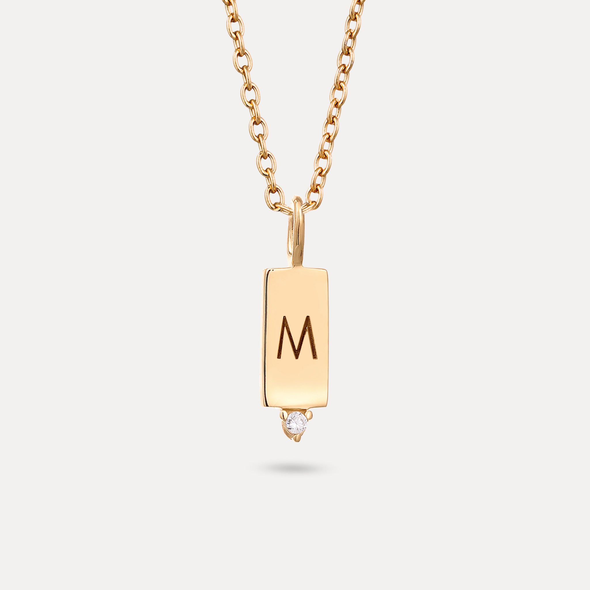 Sapphire Engravable Brick Tag Pendant | 14k Gold