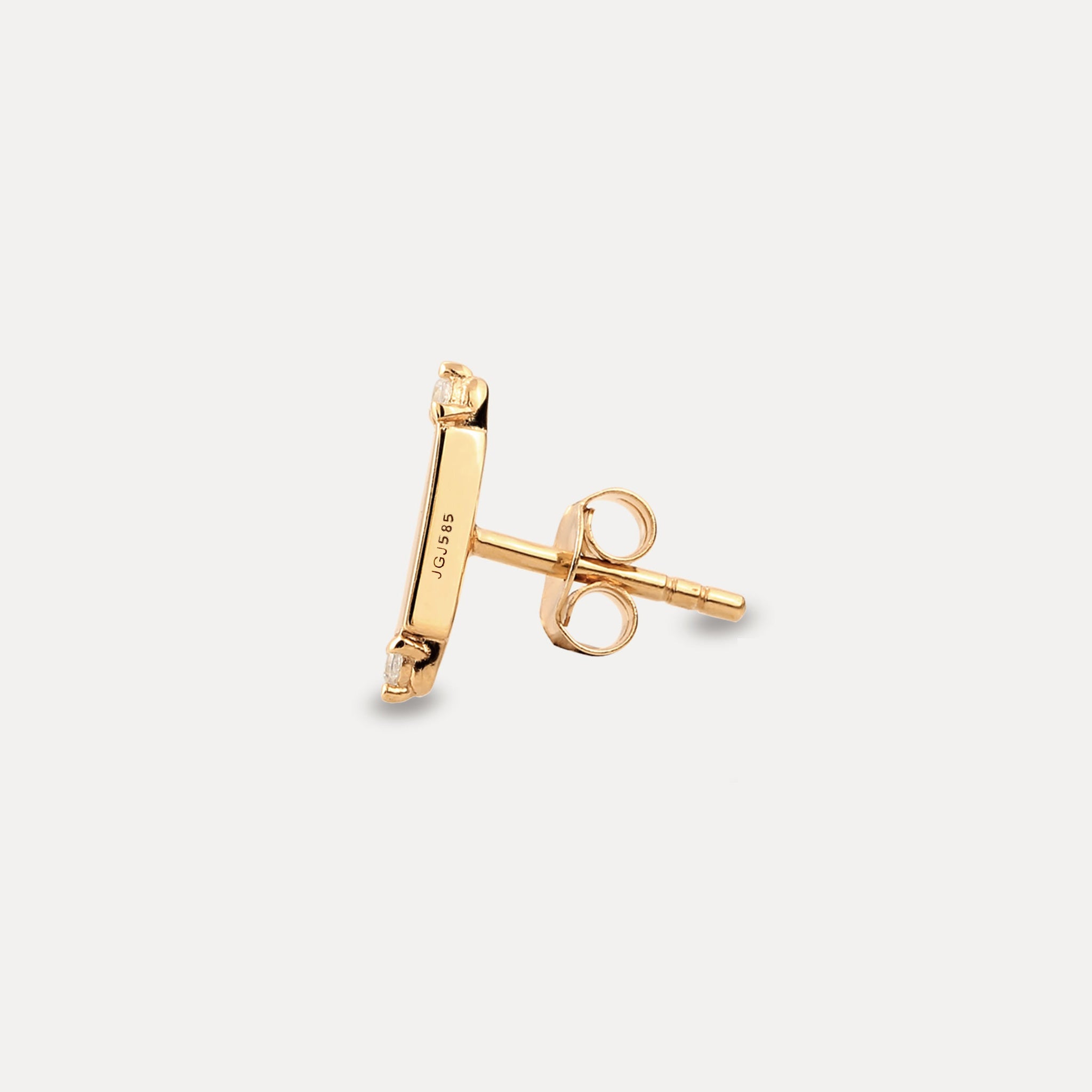 Sapphire Brick Tag Stud Earrings - Single | 14k Gold