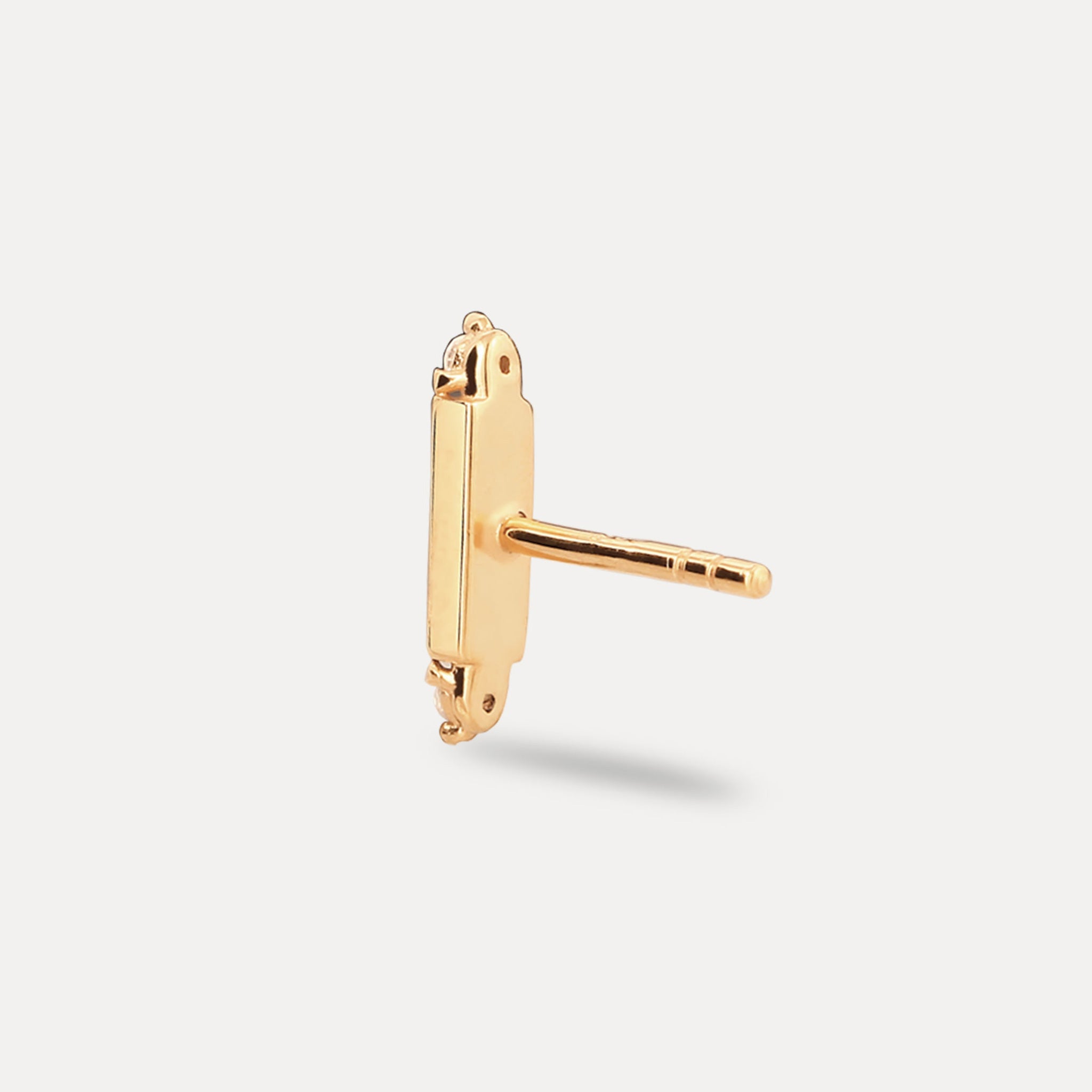 Sapphire Brick Tag Stud Earrings - Single | 14k Gold