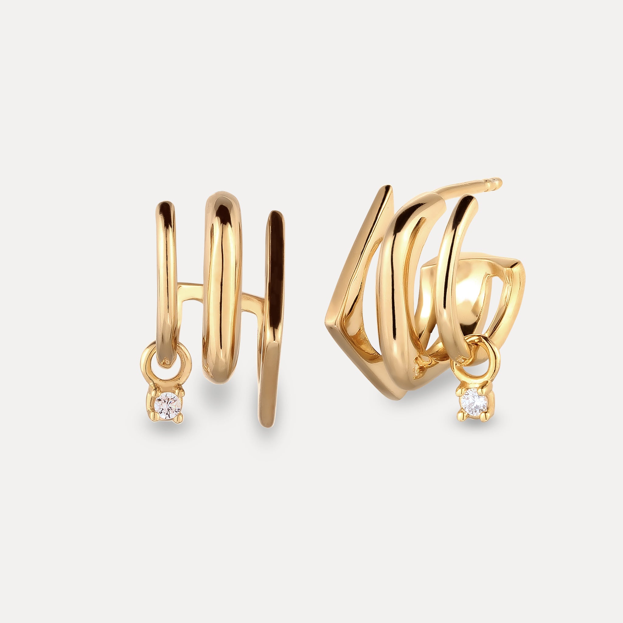 Sapphire Triple Shape Huggie Earrings