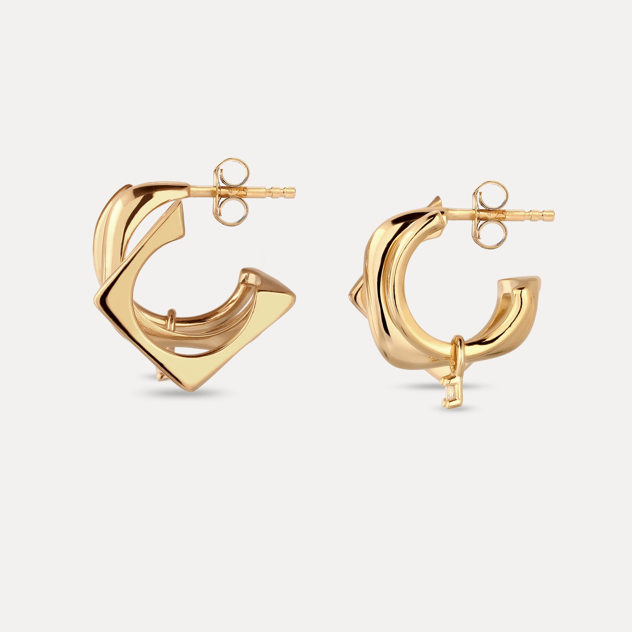 Sapphire Triple Shape Huggie Earrings