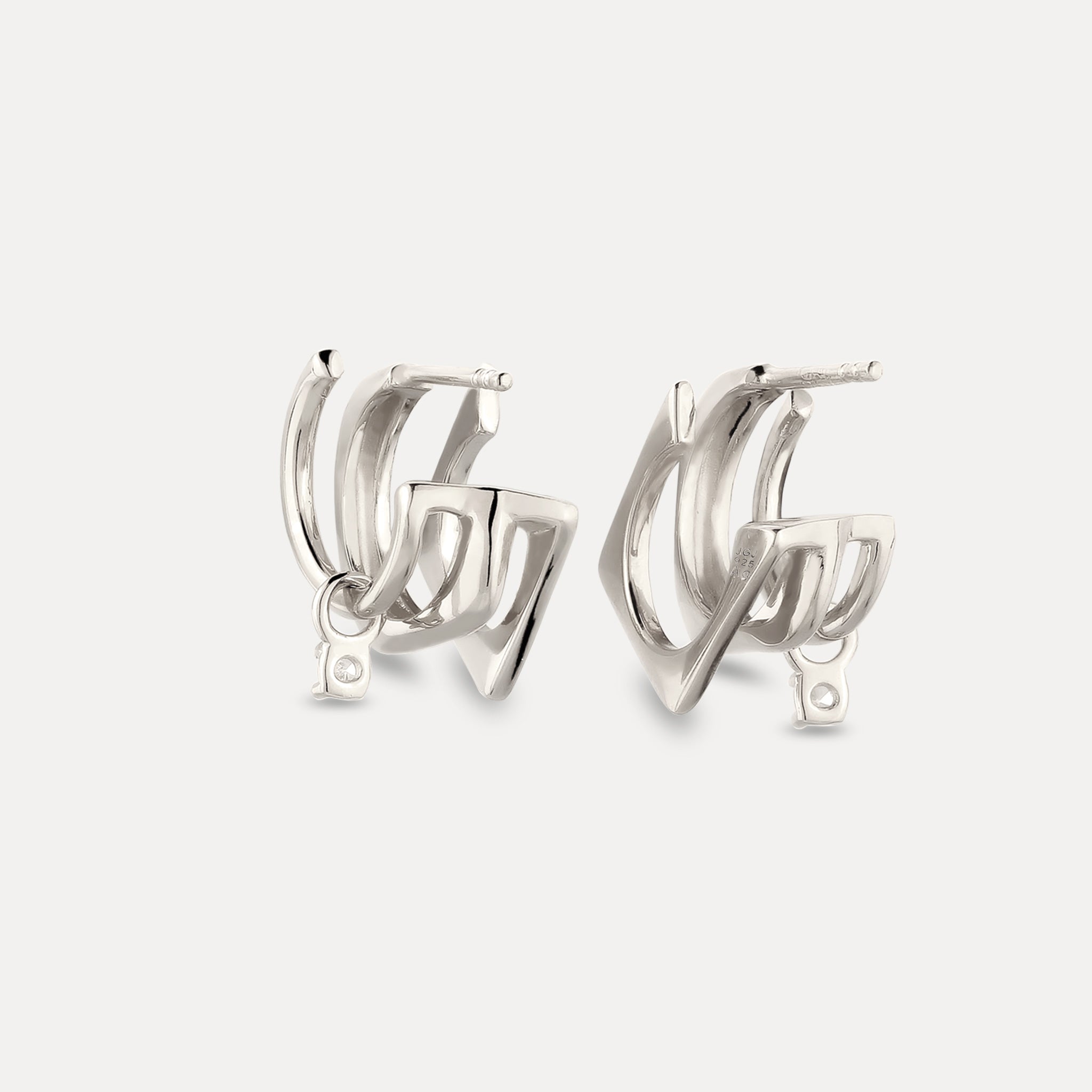 Sapphire Triple Shape Huggie Earrings