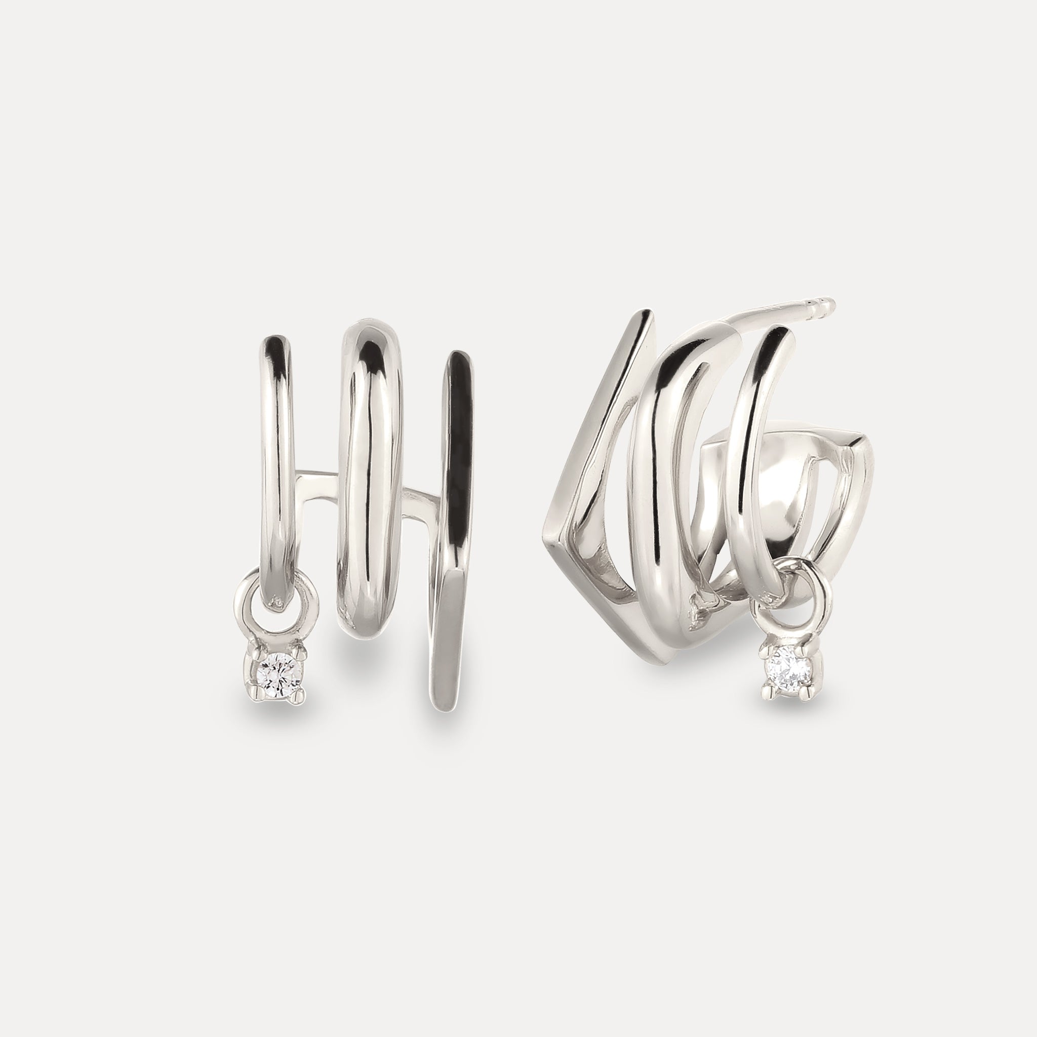 Sapphire Triple Shape Huggie Earrings