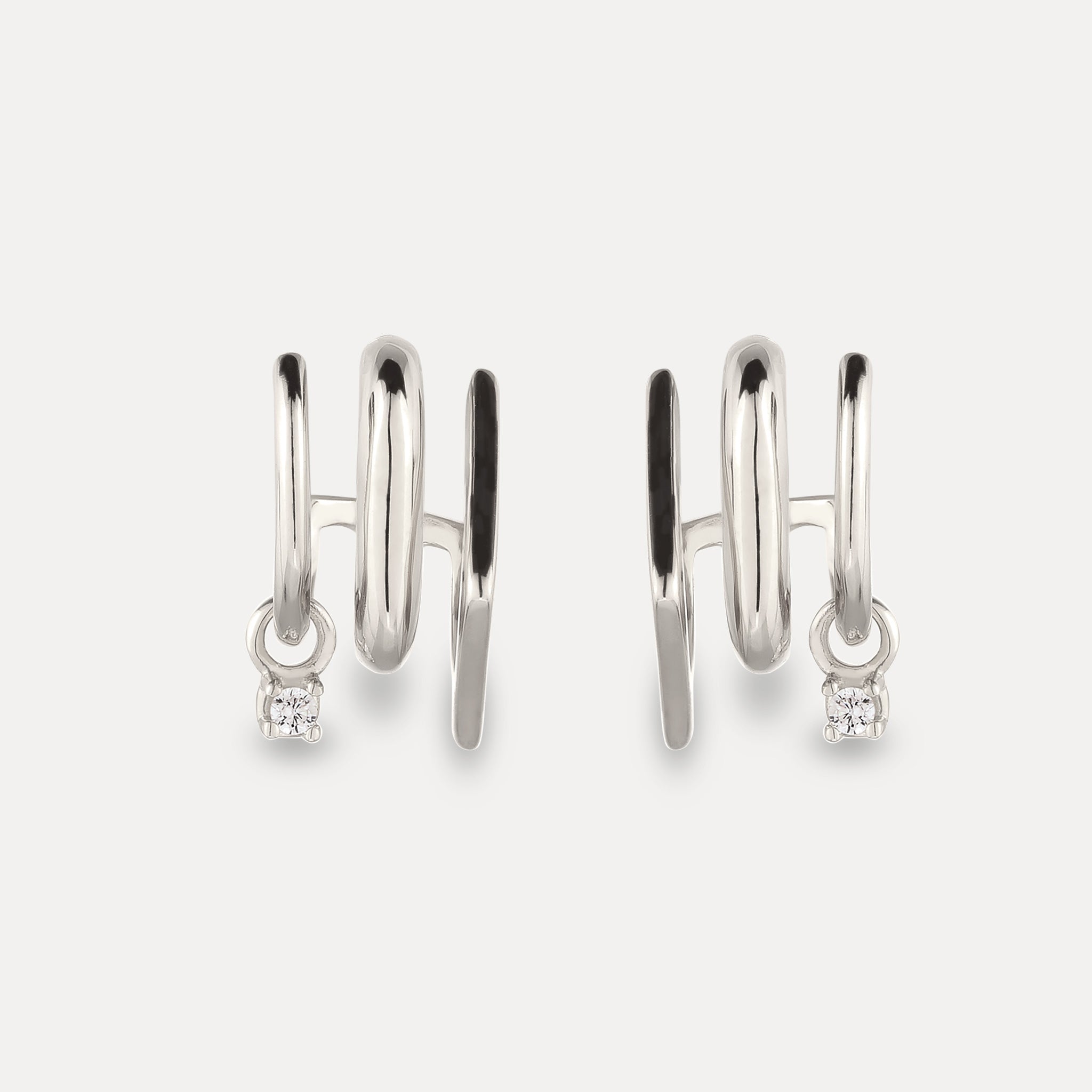 Sapphire Triple Shape Huggie Earrings