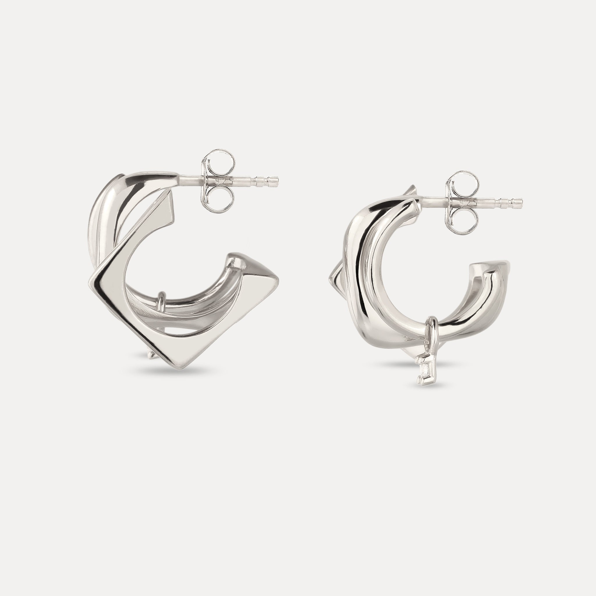 Sapphire Triple Shape Huggie Earrings